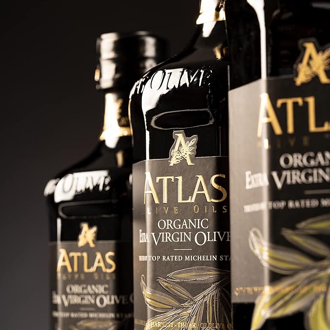 Atlas 750 mL Organic Cold Press Extra Virgin Olive Oil in Glass Bottle, Polyphenol Rich from Morocco | Newly Harvested Unprocessed from One Single Family Farm | Moroccan EVOO Trusted by Award-Winning Chefs