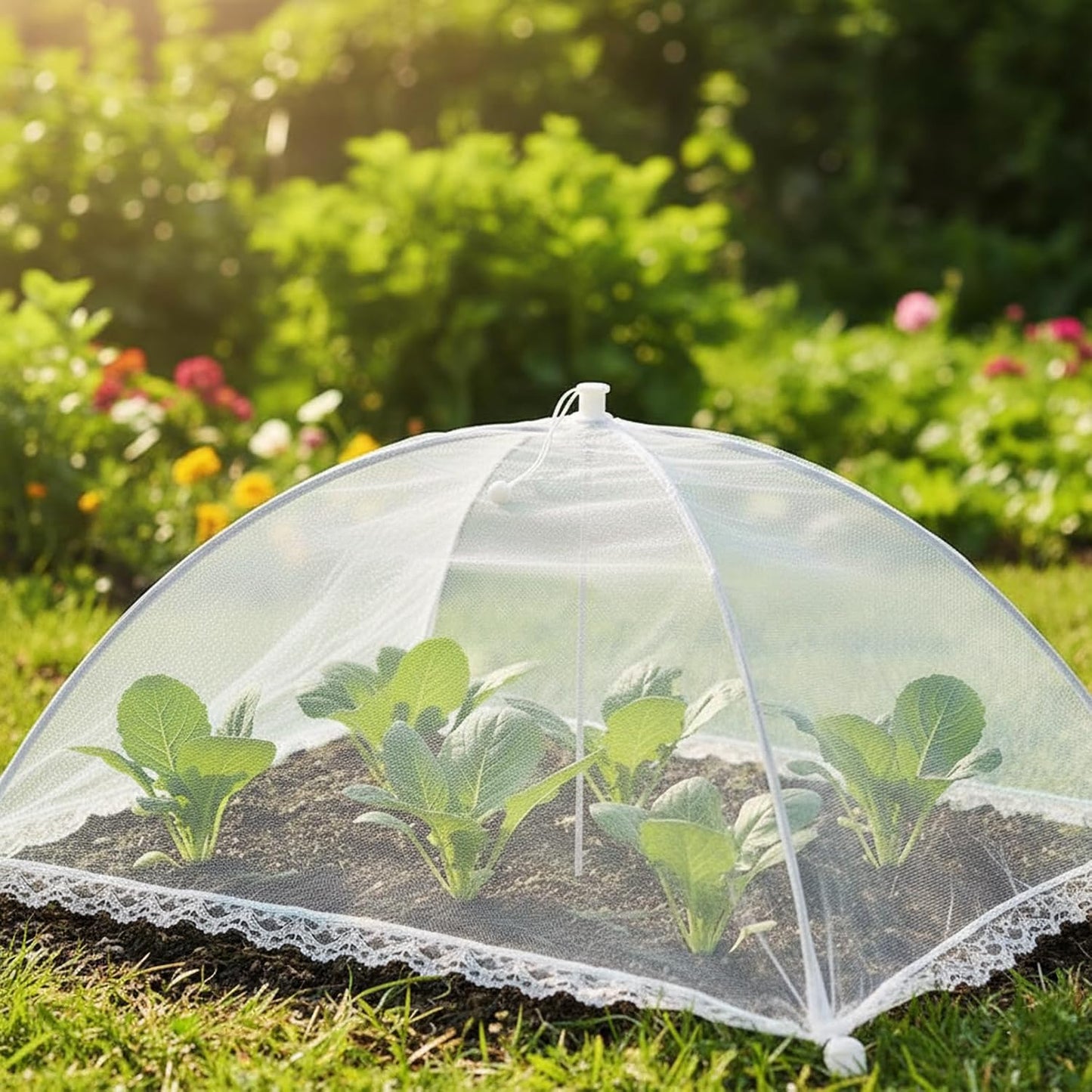 6 Pack Mesh Food Covers 17 Inch, White Pop-Up Food Tents, Collapsible Umbrella Screen Covers for Parties, BBQs, Picnics