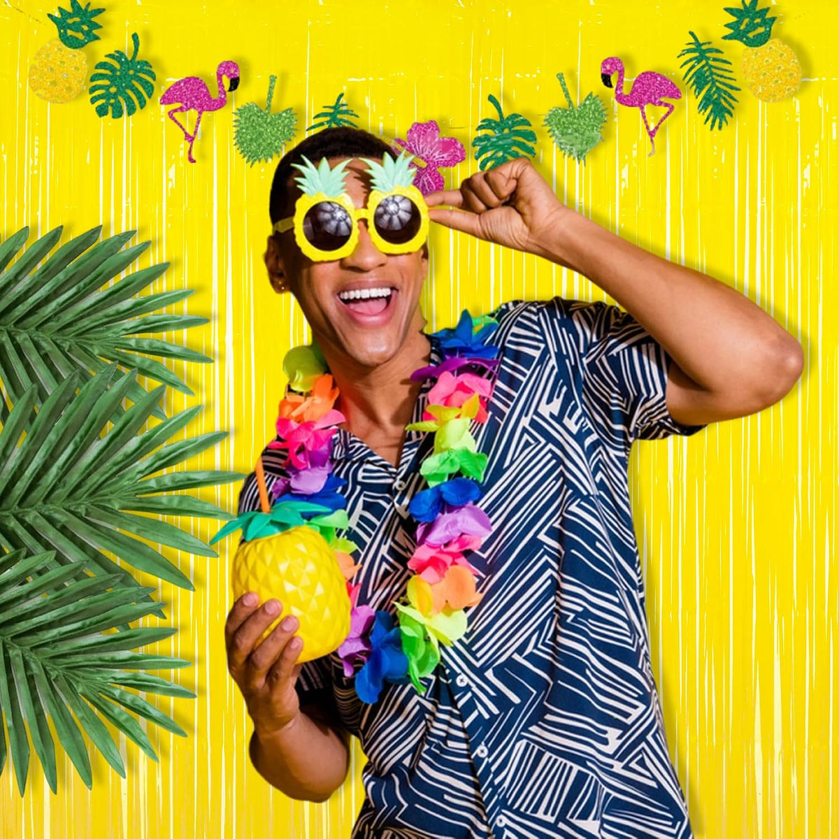 BRAVESHINE Fringe Curtain Backdrop | 2PCS | Pastel Yellow Party Decorations