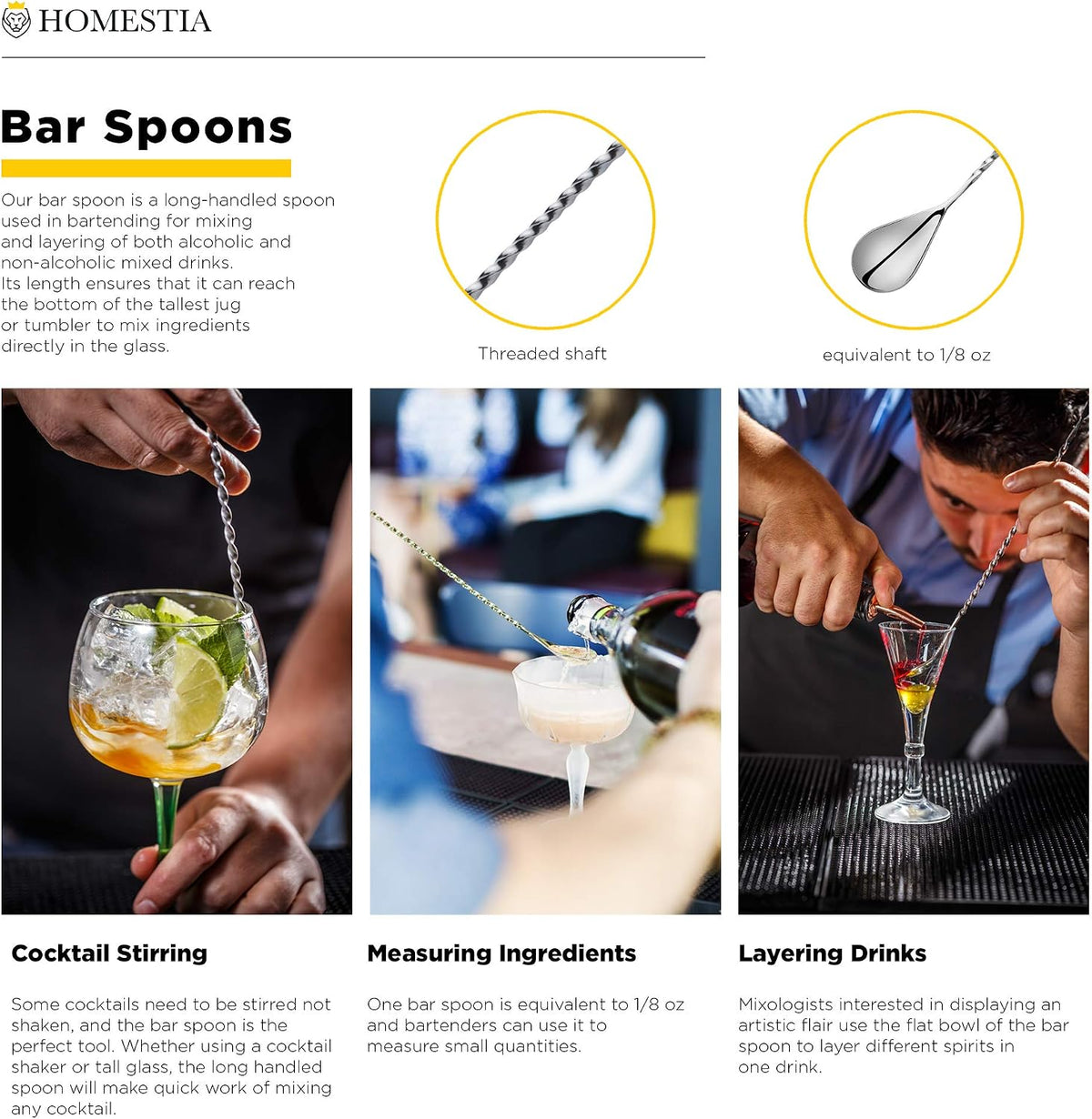 Homestia 12 Inch Bar Spoon, 2 Pcs Cocktail Spoon wIth Mermaid Shell Decor | Dirty Soda Bar Supplies, Stainless Steel Coffee Bar Use, Mixing & Layering Drink Stirrer, Long Spoon for Bartending Stirring