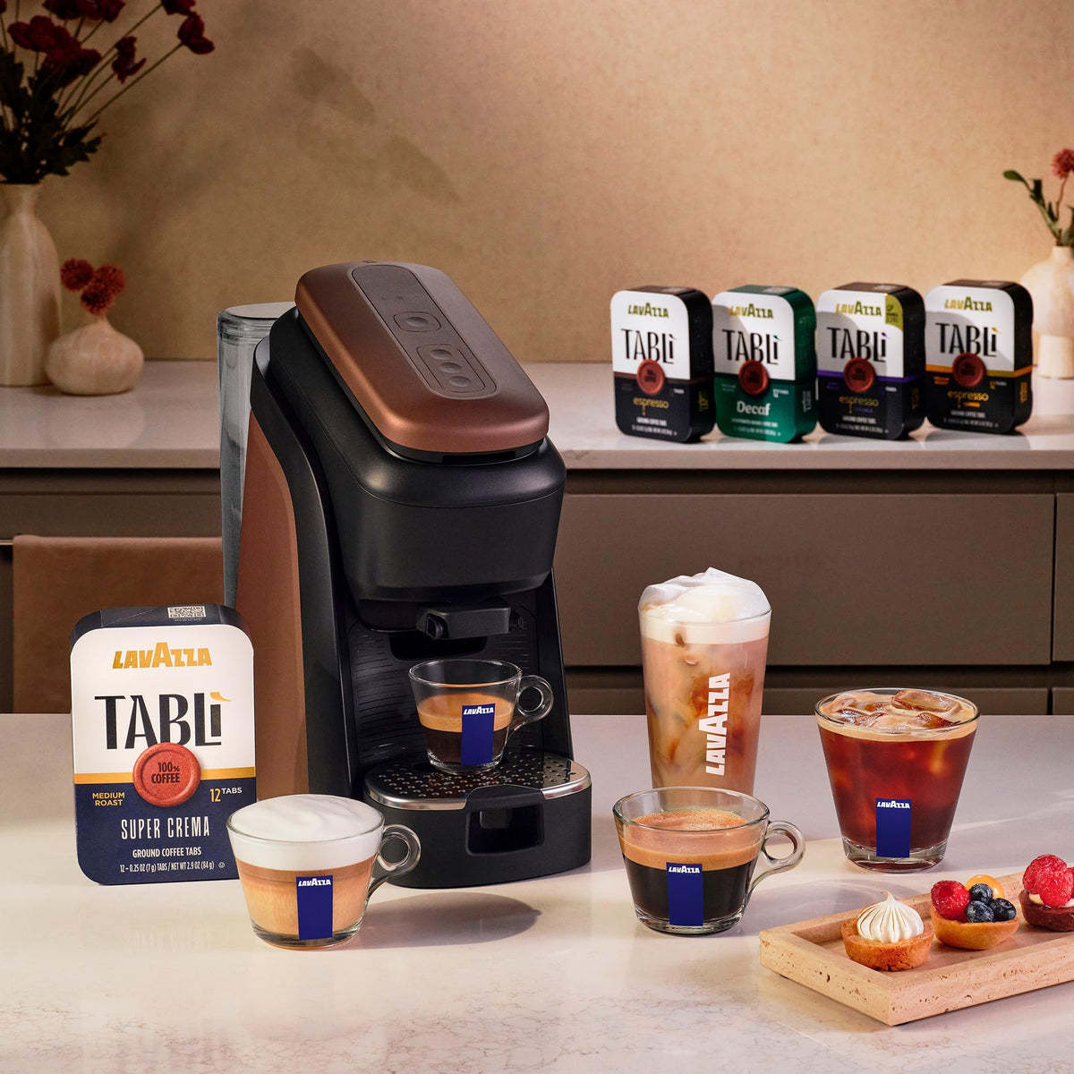 Lavazza Tabli Espresso Machine, works with 100% Coffee Tabs (Brown)
