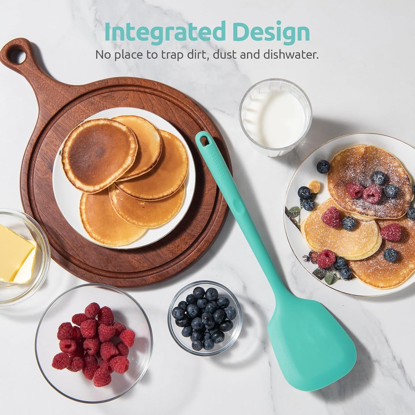 U-Taste Silicone Turner Spatula Set of 2, 13.6" Long/3.7" Wide, Aqua Sky
