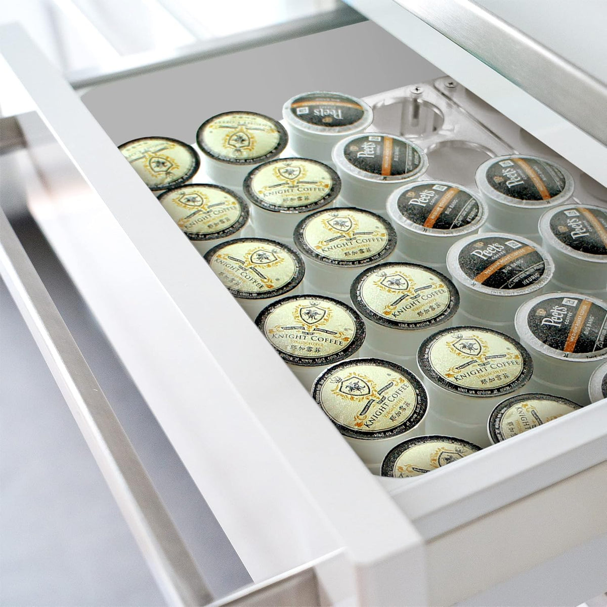 Amazing Abby 24-Slot Flat Acrylic Coffee Pod Holder, Large-Capacity Plastic Coffee Capsule Storage, BPA-Free and