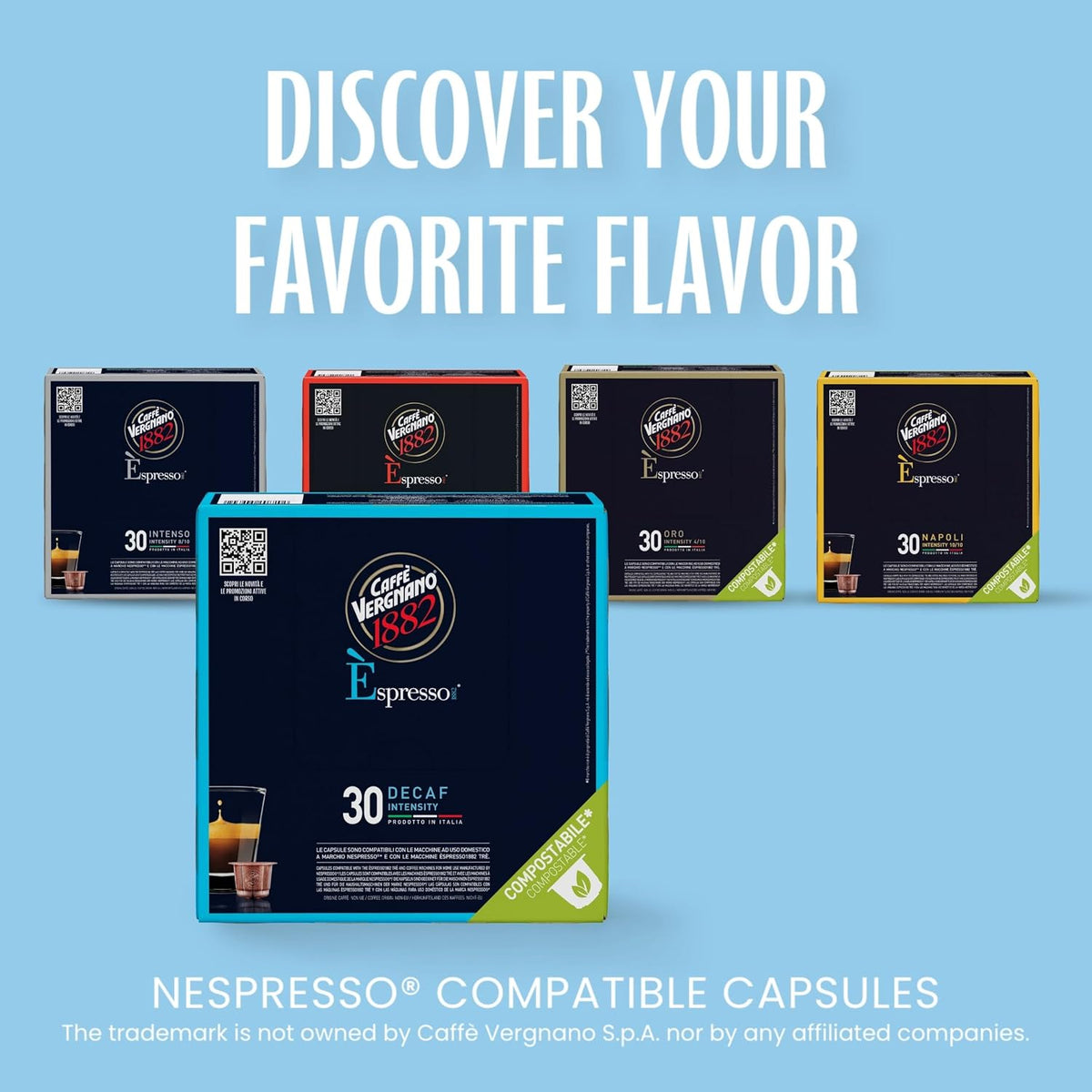 Caffe Vergnano Decaf Espresso Pods, Nespresso Original Compatible, 30 Ct