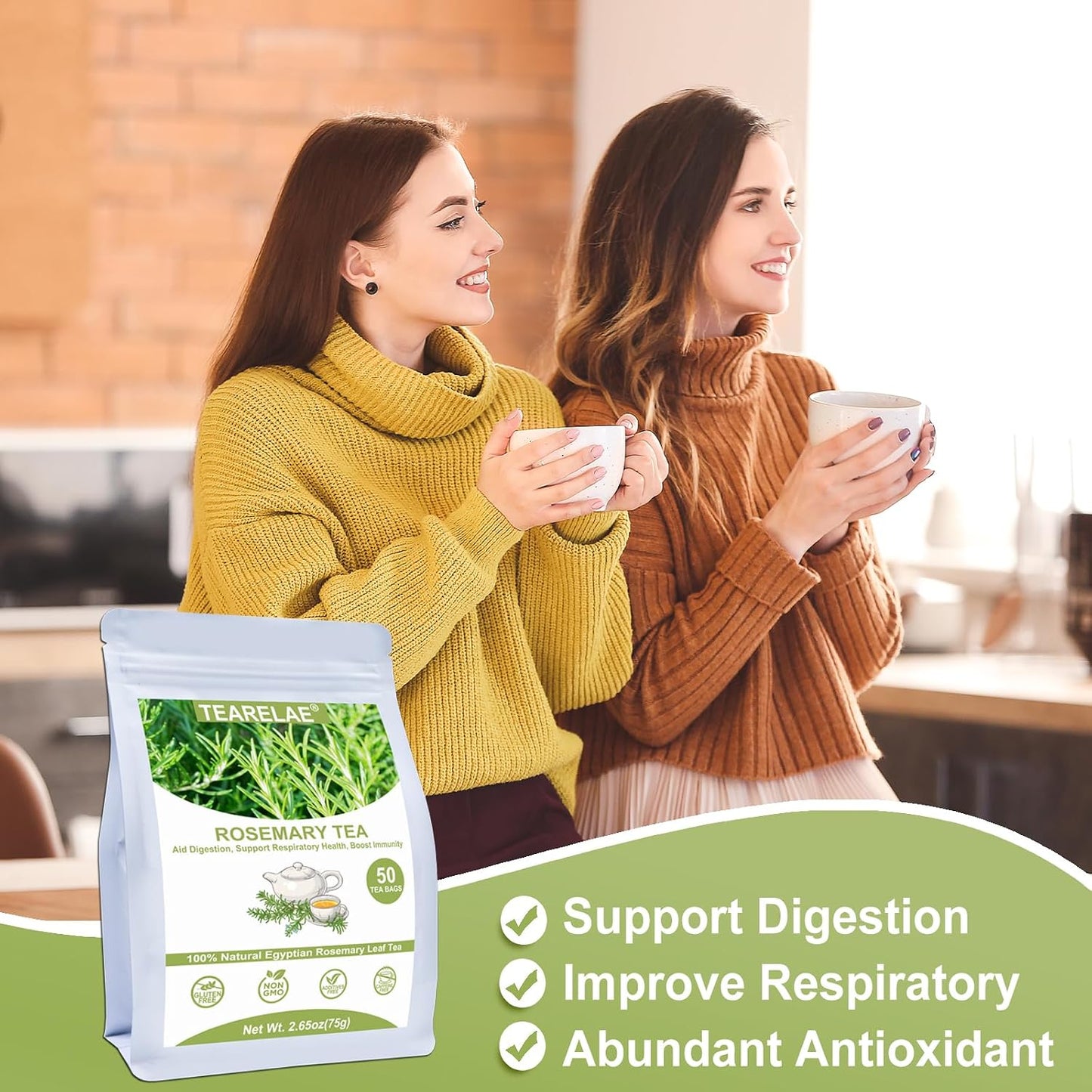 TEARELAE - Rosemary Tea Bags, 50 Count, Rosemary Leaves Tea | Country of origin Egypt, traditionally enjoyed to aid digestion and support respiratory health