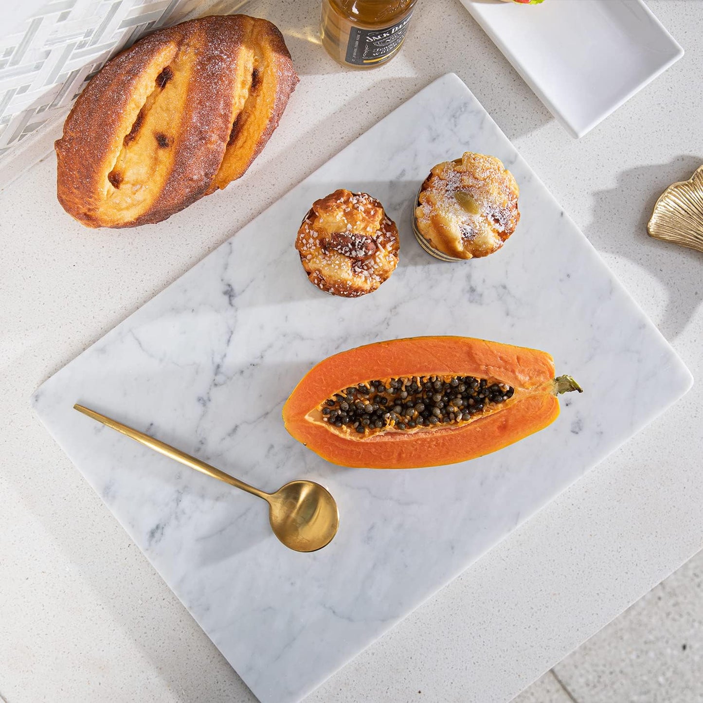 Carrara White Marble Cutting Board, 12×16 Inch Marble Pastry Board | Natural Marble Slab, Non-slip Feet, Stay Cool for Dough/Butter, Ideal for Pastry, Cheese, Charcuterie, Pizza, Bread