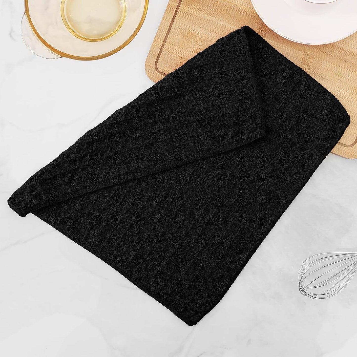 Homaxy Microfiber Waffle Weave Kitchen Dish Cloths, 8 Pack, Black