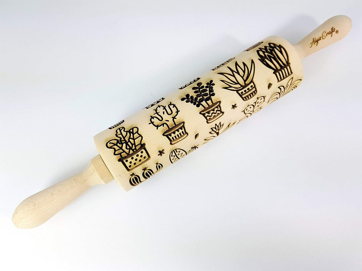 CACTUS Embossing Rolling Pin Embossed dough roller by Algis Crafts