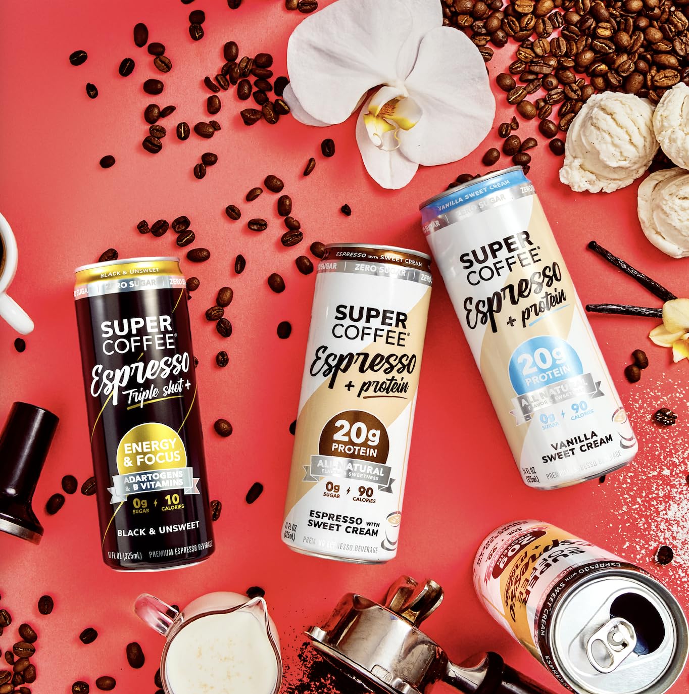 Super Coffee Espresso Triple Shot Black, 0g Sugar Cold Brew, 11oz 12Pk