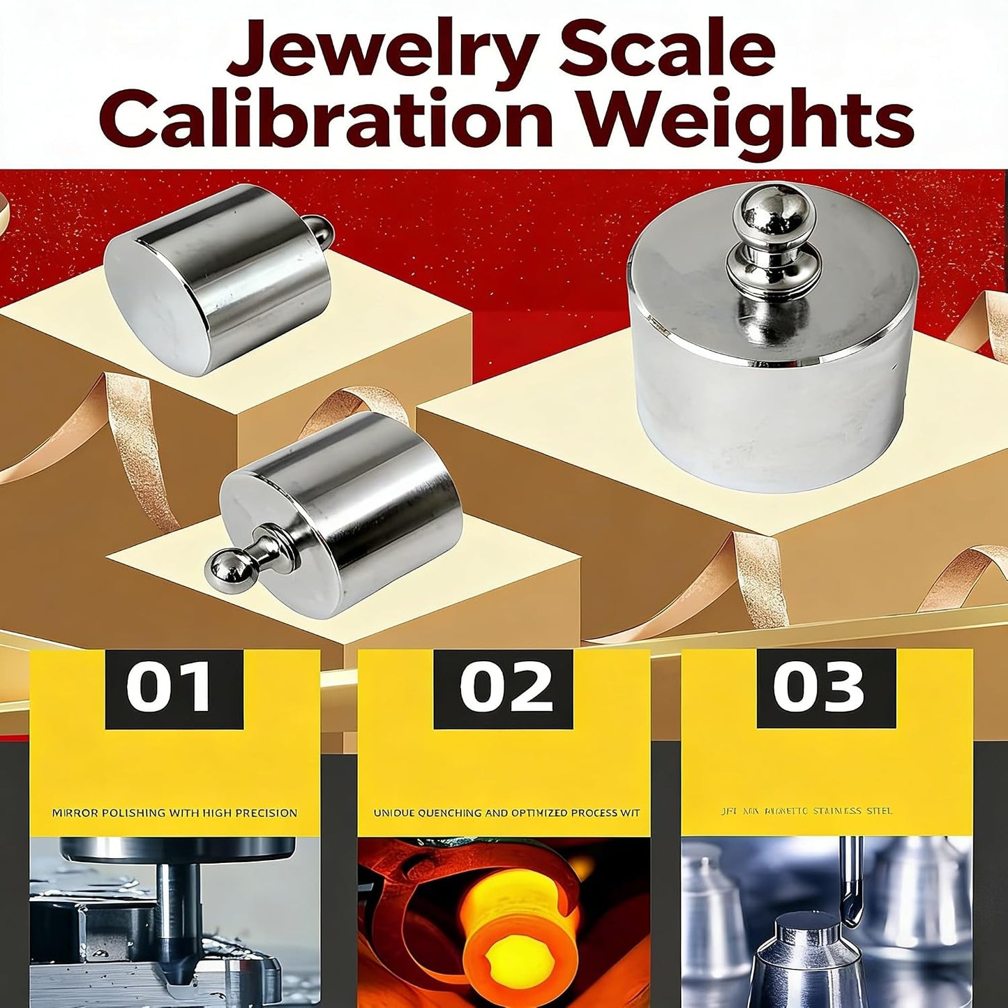 MAGIKON Steel Calibration Weight Kit, M2 Class 205g (100/50/20/10/5g)