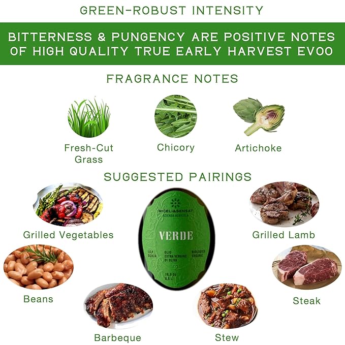 Green Robust Organic 500+ mg/kg Polyphenols Rich Italian Extra Virgin Olive Oil from Italy, 2025 Gold Award, High Antioxidants Peppery Finish, Sicily Certified Origins, Cold Pressed - 16.9 fl oz