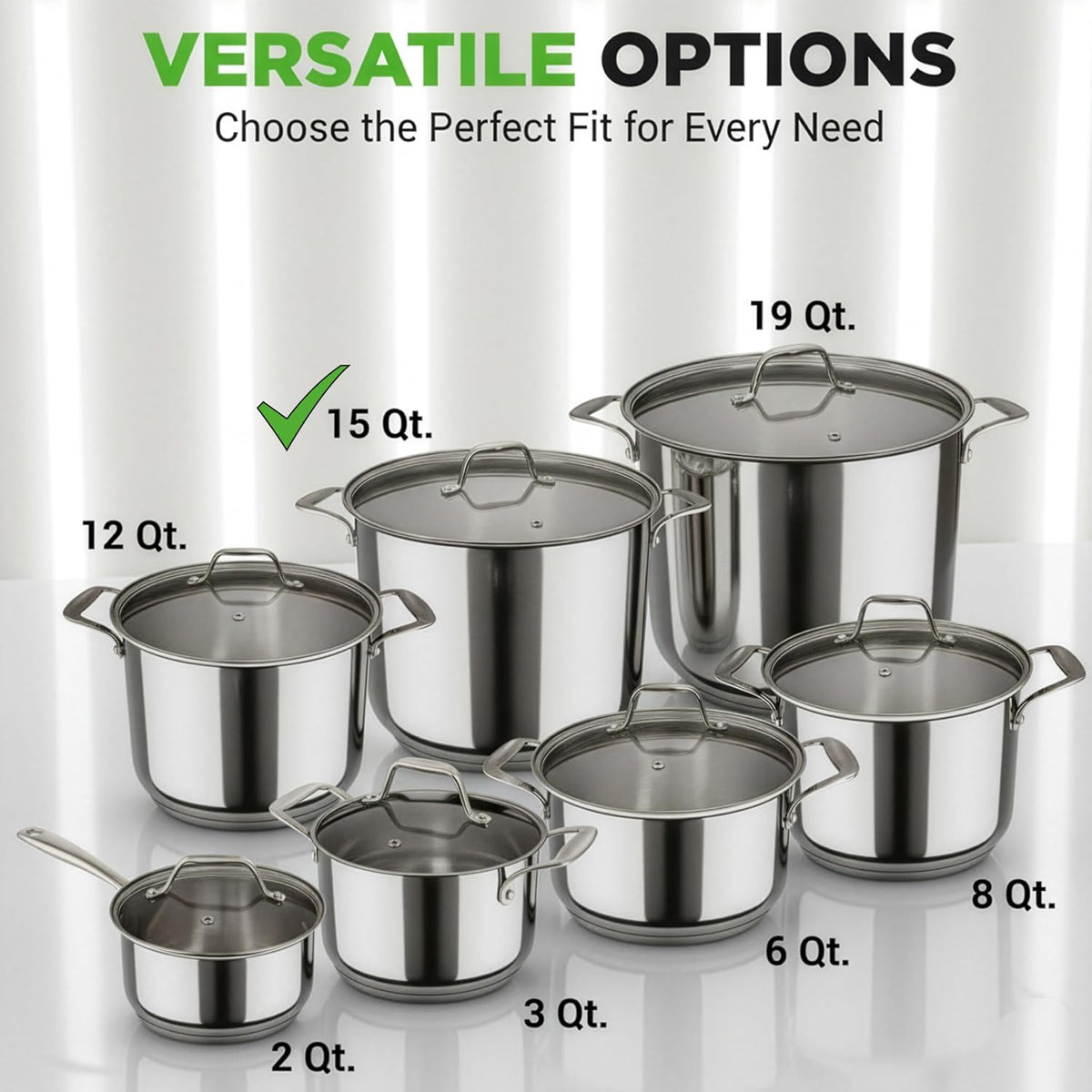 NutriChef 15-Quart Large Stainless Steel Stock Pot with Tempered Glass Lid - Induction Compatible Stockpot, Ideal for Stews & Soups, Dishwasher Safe