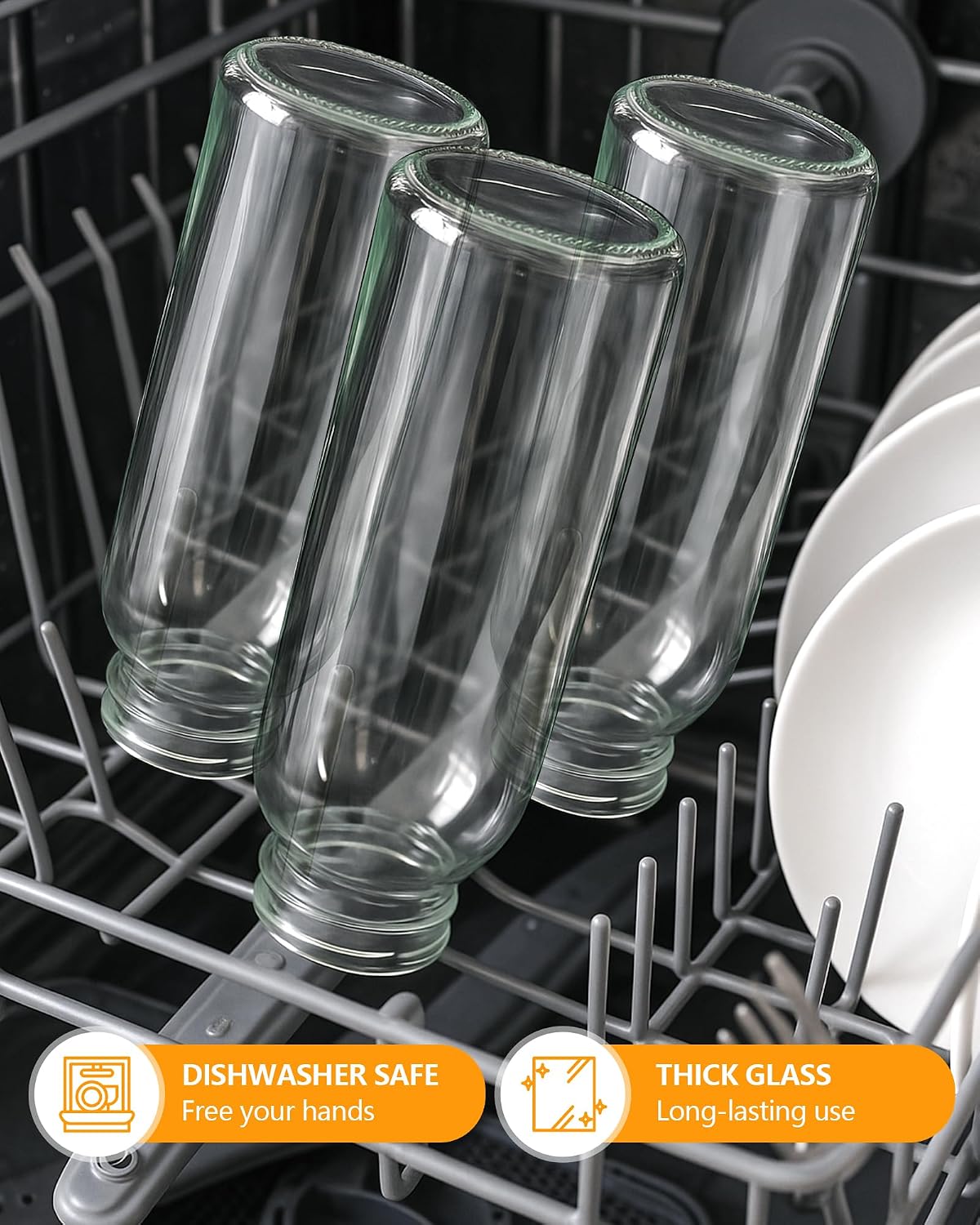 Zukro 10 oz Glass Juice Bottles with Stainless Steel Gold Lid Leak Proof