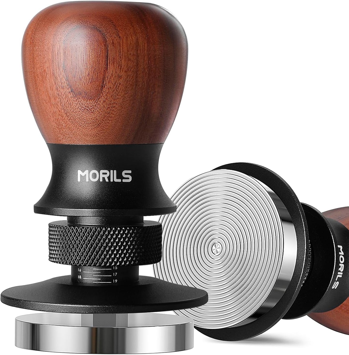 Espresso Tamper 51mm, Coffee Tamper with Spring Loaded Tamper, Adjustable Depth, Stainless Steel Bas