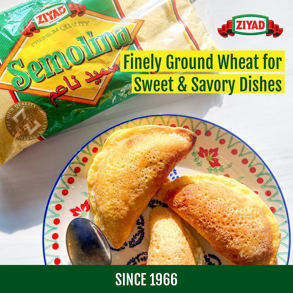 Ziyad Wheat Semolina Flour - 16oz - Versatile for Baking Bread, Pasta, Porridge & More - Ideal Cooking Flour for Multiple Recipes