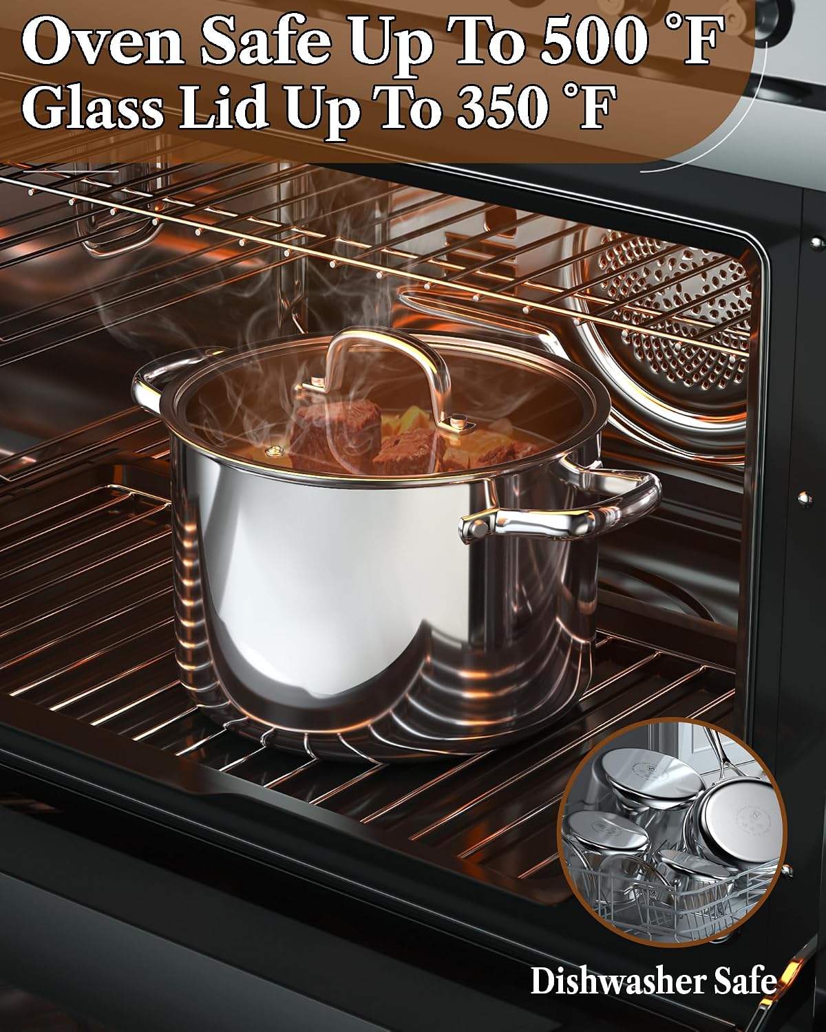 Cook N Home 7-Piece Tri-Ply Clad Stainless Steel Cookware Pots & Pans Set | Fully Clad Stockpot & Saucepan with Lids, Fr