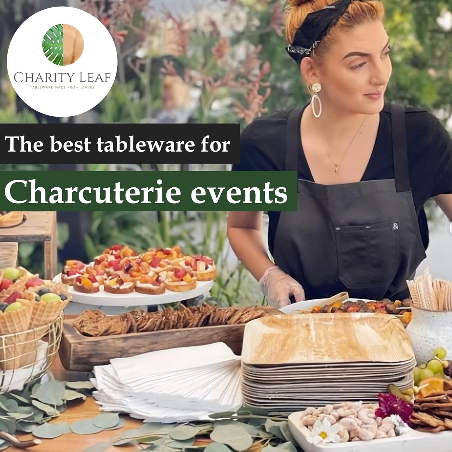 200-Pack 9"x6" Disposable Bamboo Trays | Eco-Friendly, Compostable Bamboo-Style Platters for Events & Weddings