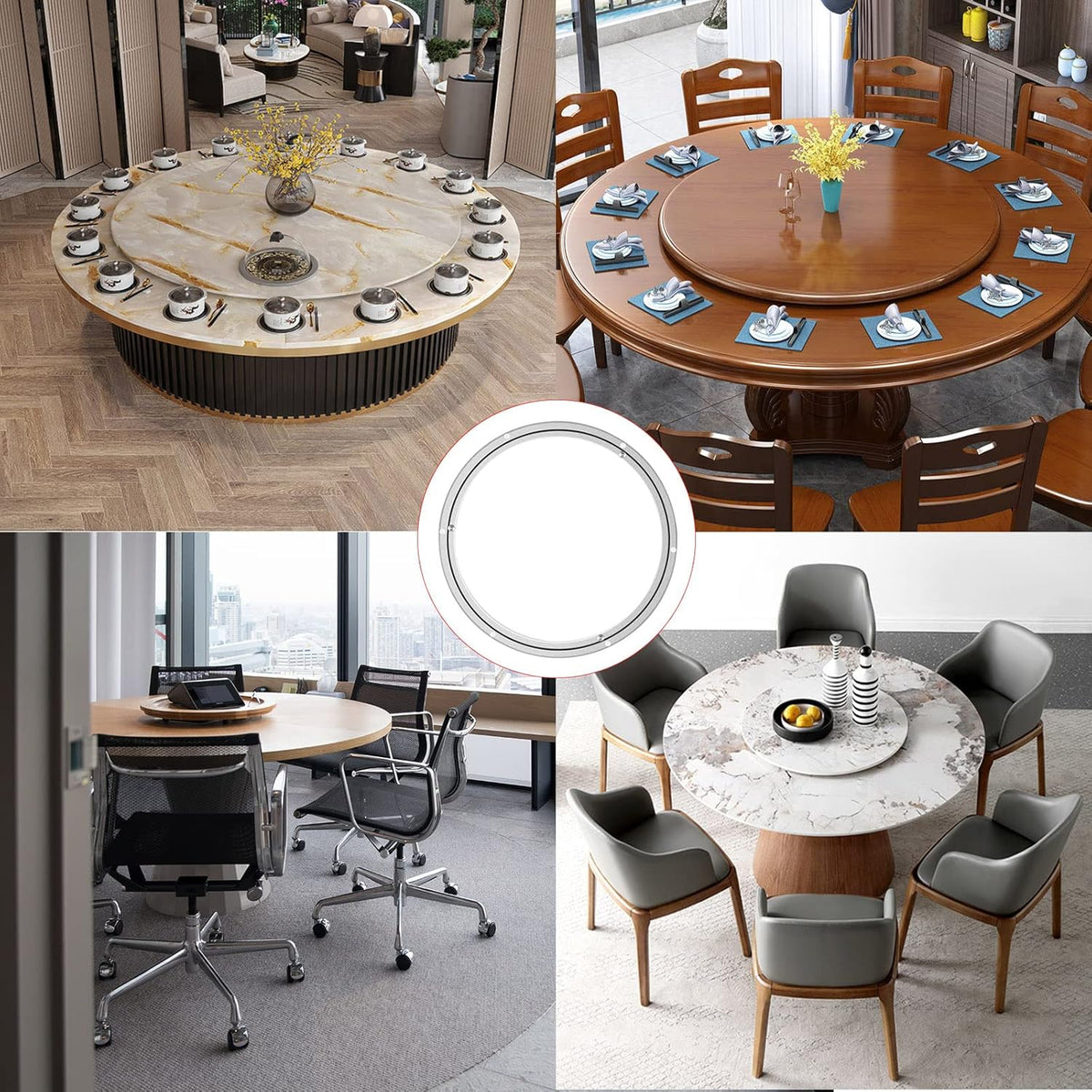 Lazy Susan Heavy Duty Hardware 20 Inchs Aluminum Metal Rotating Turntable Bearings Swivel Plate Hardware for Dining-Table and Workbench