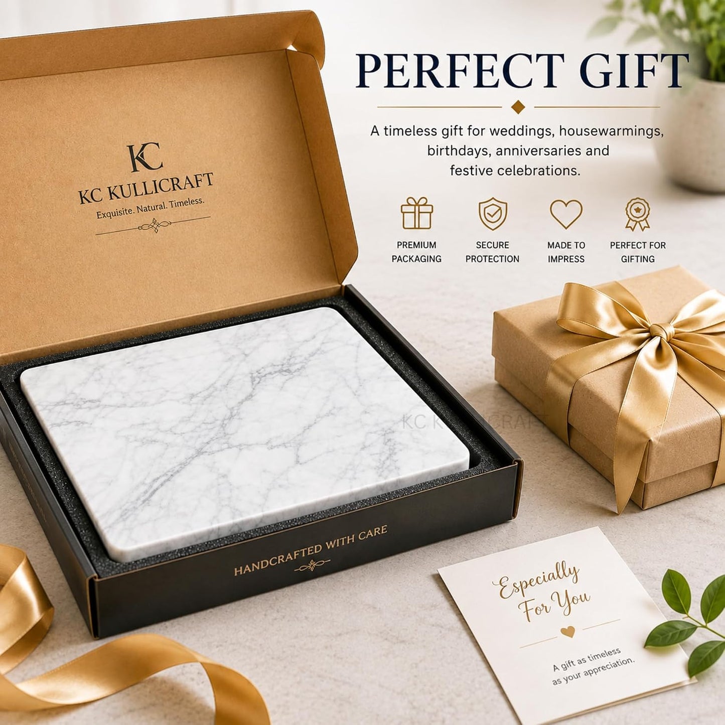 8×12 Inches White Marble Cheese & Charcuterie Board | Natural Marble, Non-Slip Feet, Cutting Board & Pastry Slab, Premium Stone Kitchen Tray