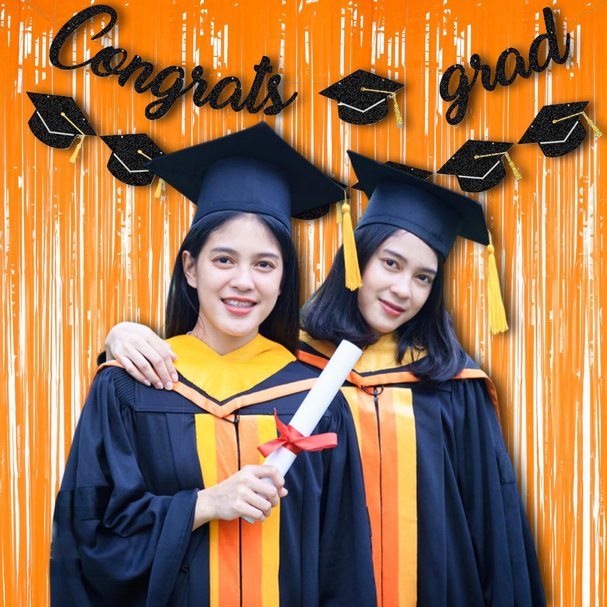 BRAVESHINE Orange Streamers Party Backdrop | Halloween Decorations | 2 Pack