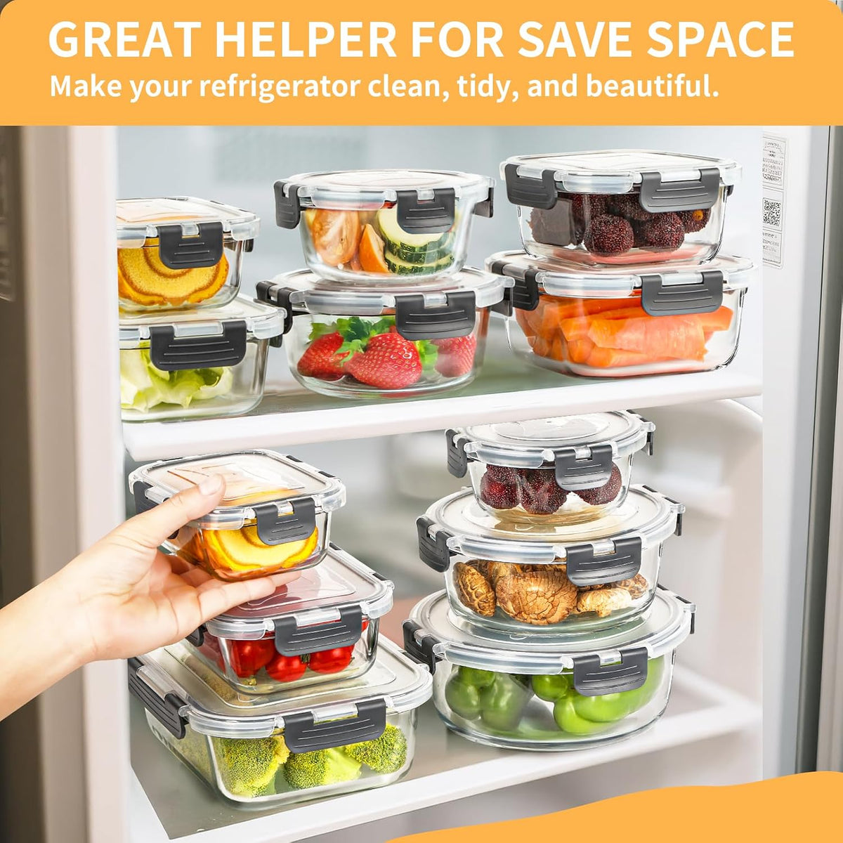 Skroam 30 Pcs Glass Meal Prep Containers, Food Storage Containers with Lids