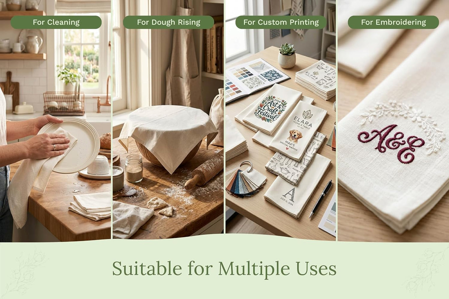 Wholesale Flour Sack Kitchen Towels – 50 Pack, Unbleached, All-Natural 100% Cotton Bulk Flour Sack Towels – Toxic-Free and Dye-Free - Extra Large Size 27”x27” (Natural – 50 Pack)