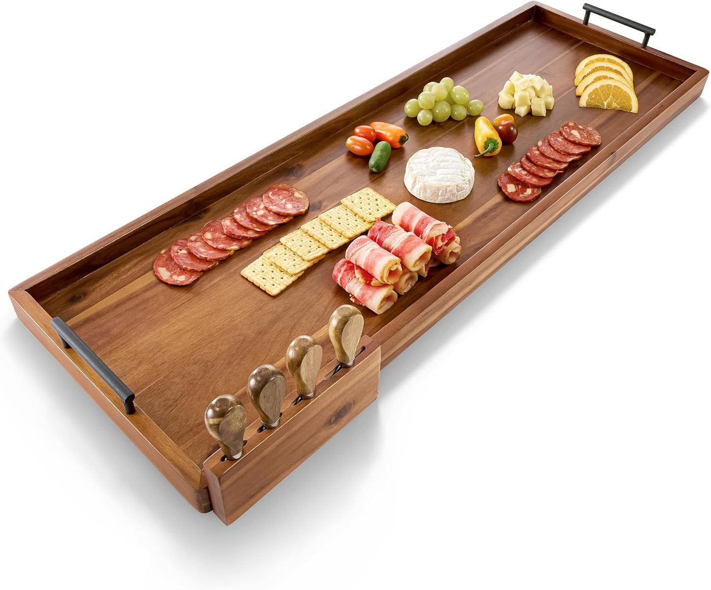 Acacia 36 Inch Large Charcuterie Boards for Party with Cheese Knife Set of 4 – Acacia Wood Serving T
