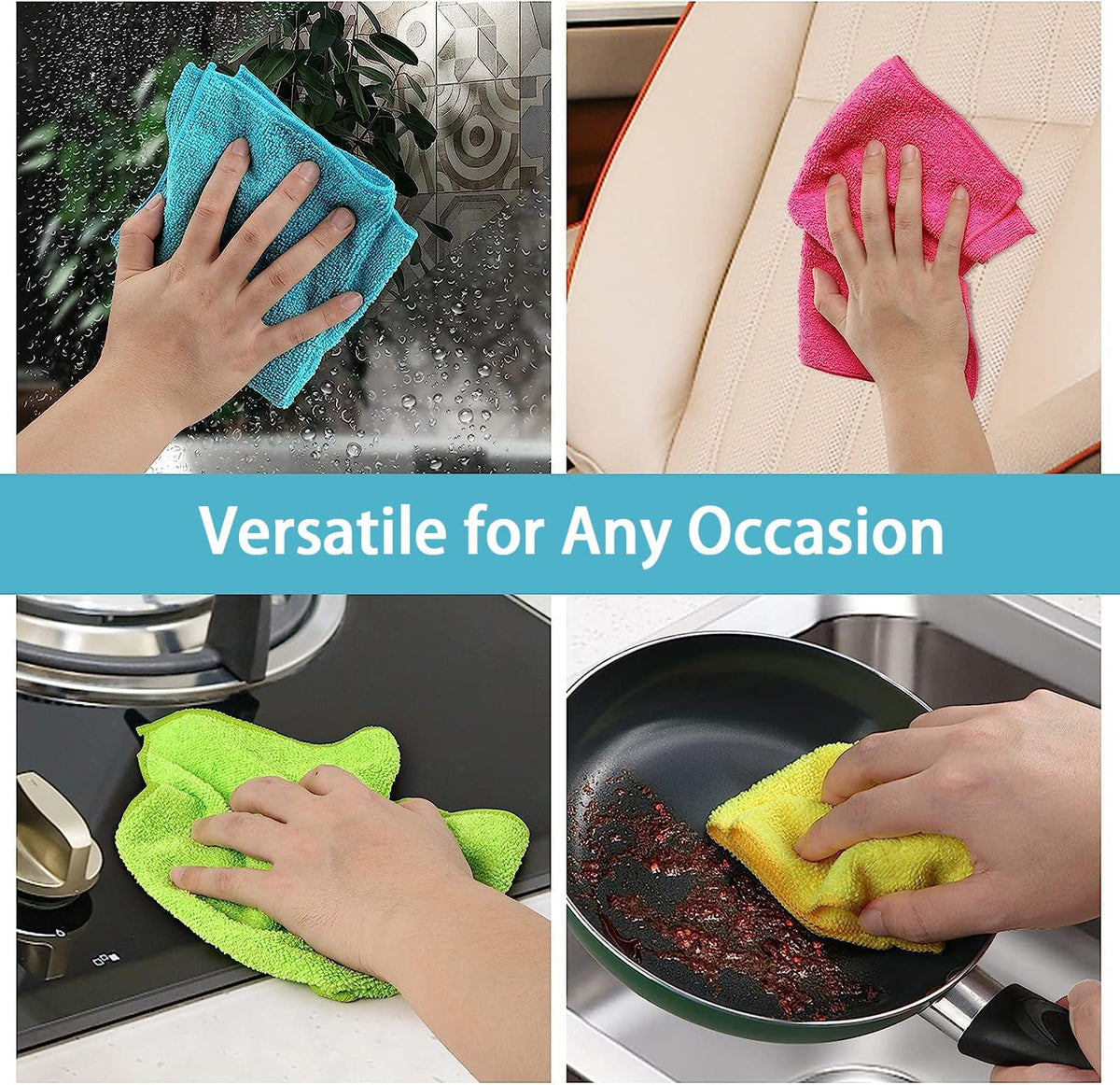 HOMEXCEL 8PK Microfiber Cleaning Cloth, Cleaning Rags for Home, 11.5x11.5in