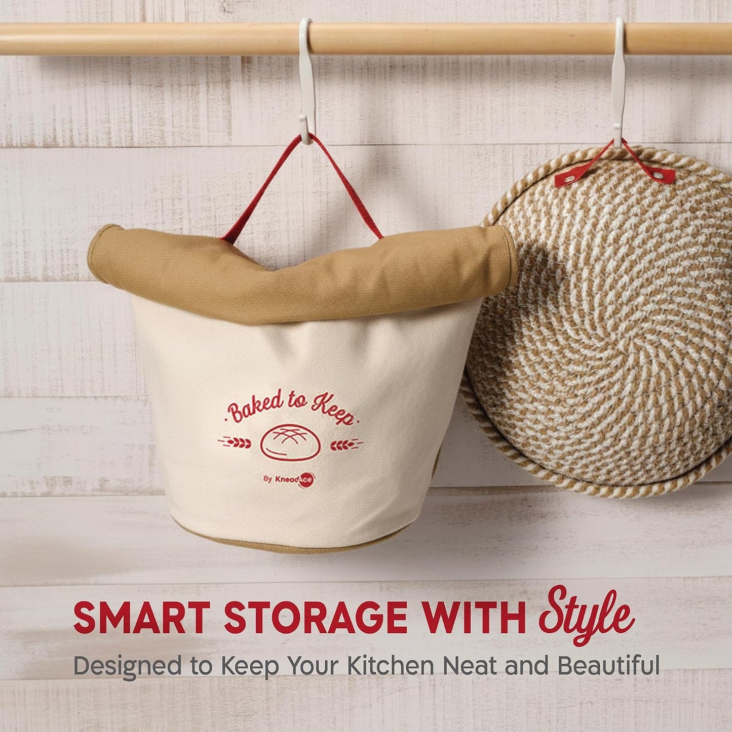 KNEADACE Sourdough Bread Bags for Homemade Bread, 2 Pack Reusable Cotton | Food-Safe TPU Lining, Freezer Safe, Machine Washable, Roll-Top with Zipper Closure, Eco-Friendly Bread Storage