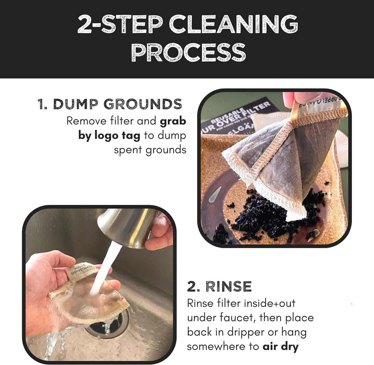 Reusable Organic Cotton Cloth Coffee Filter - Cone #2 Pour Over Dripper