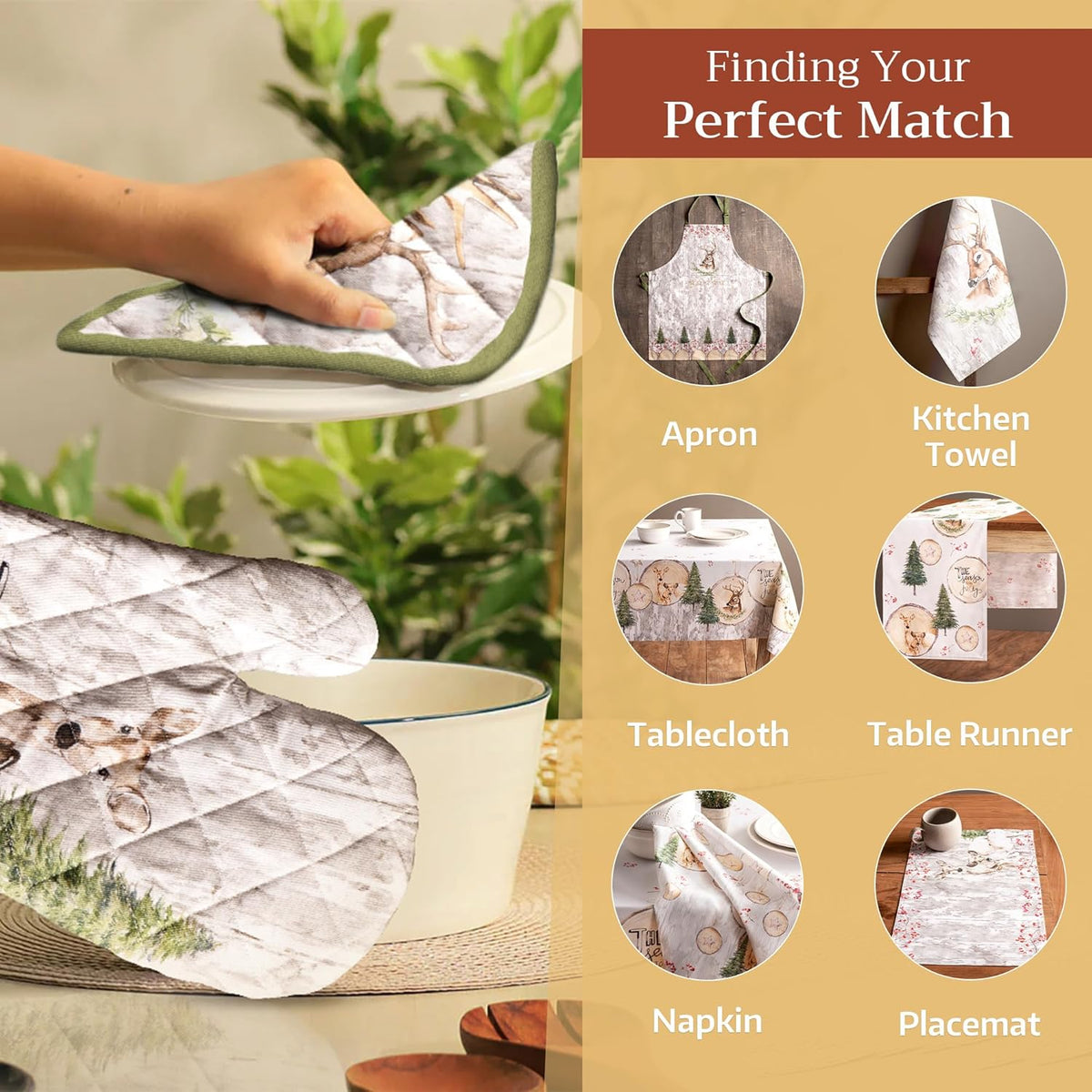 Maison d' Hermine Pot Holders 100% Cotton Heat Resistant Potholders 8" x 8" Hot Pads with Loop BBQ, Cooking, Baking, Grilling, Kitchen, Handling Hot Pans (Pack of 1, Mountain Life)