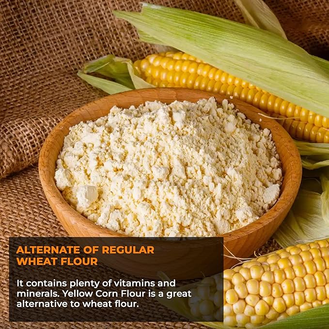NY SPICE SHOP Corn Flour - Corn Meal Yellow - Ground Cornmeal - Makki ka Atta for Cooking Baking Cornbread, Muffins, Pancakes, Waffles, Tortilla – 3 Pound