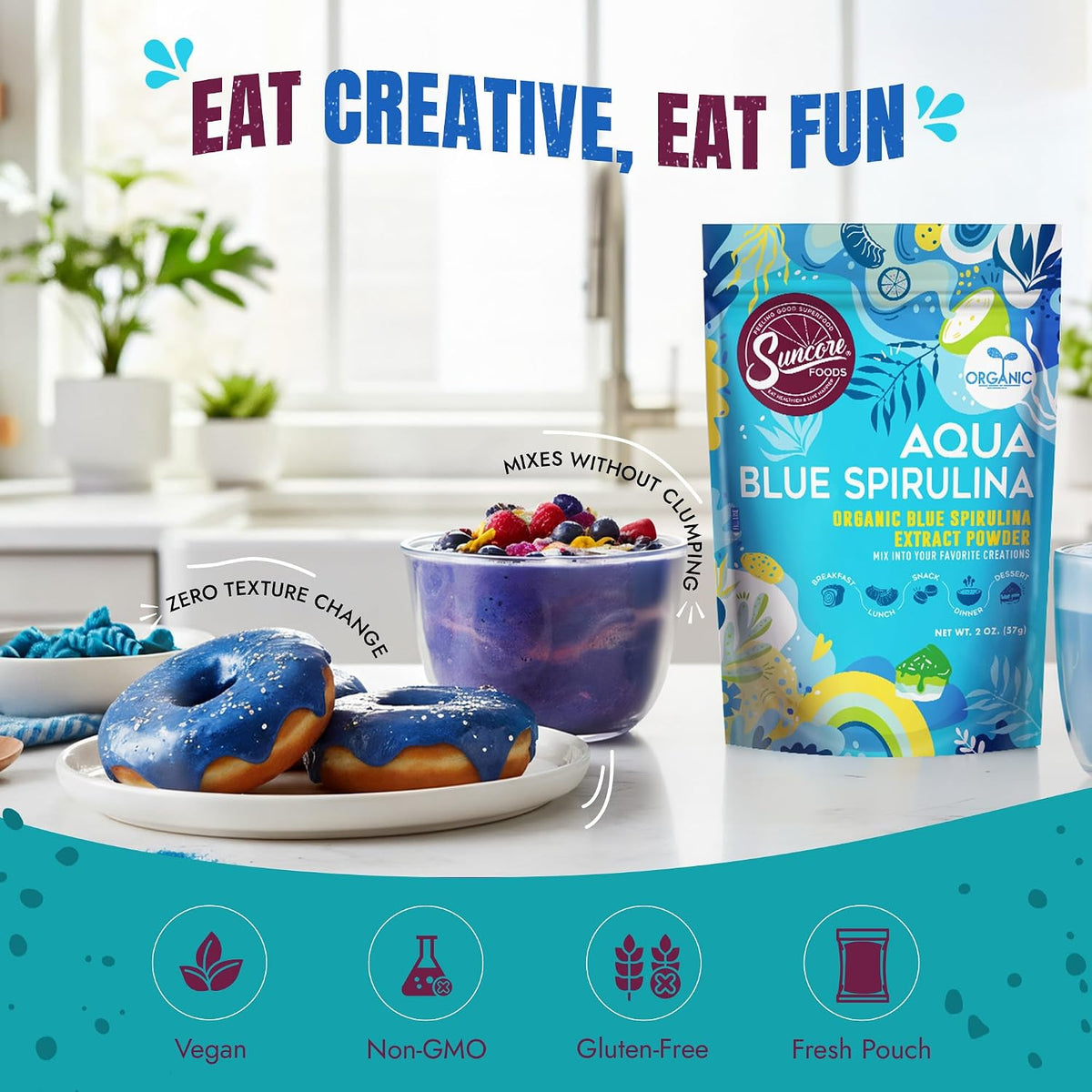Suncore Foods Organic Blue Spirulina Powder 2 oz
