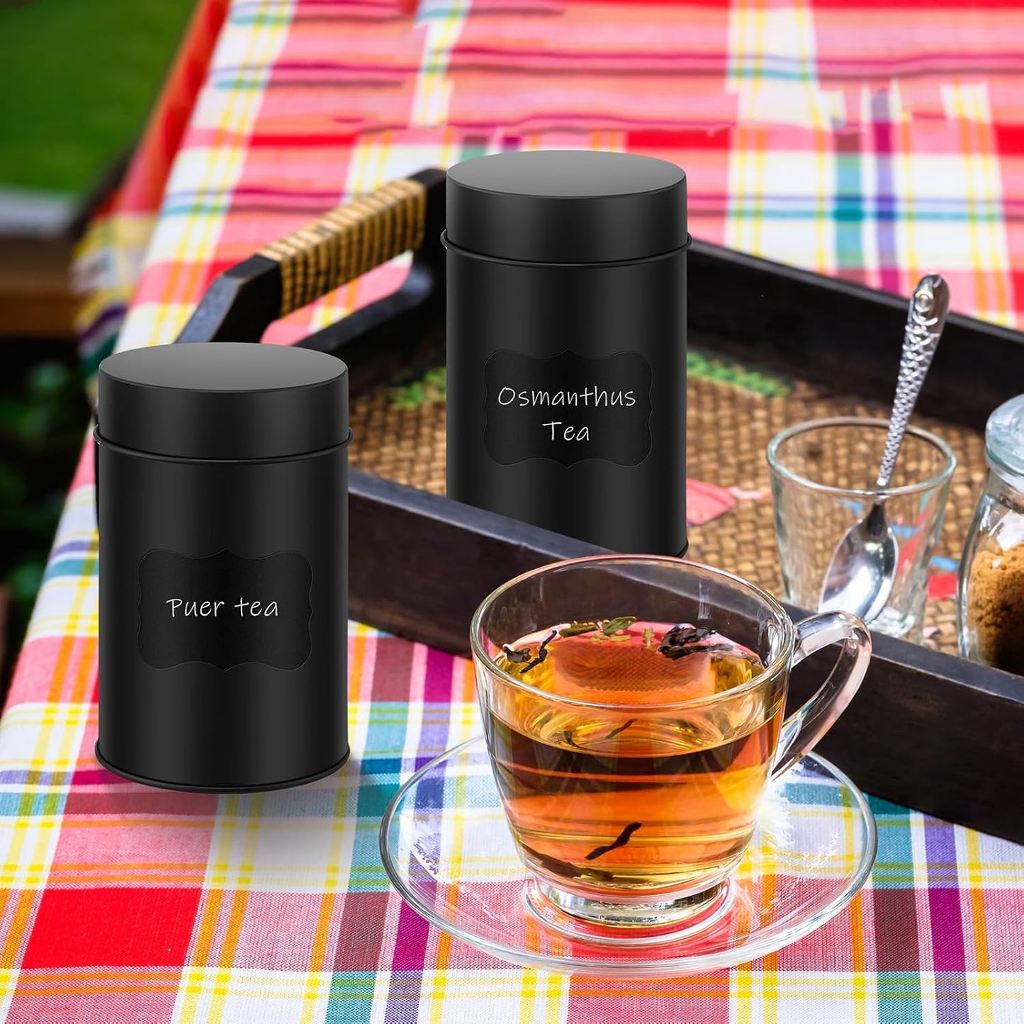 Tanlade 10Pcs Tea Tin Canisters 16oz Metal Storage with Airtight Double Lid