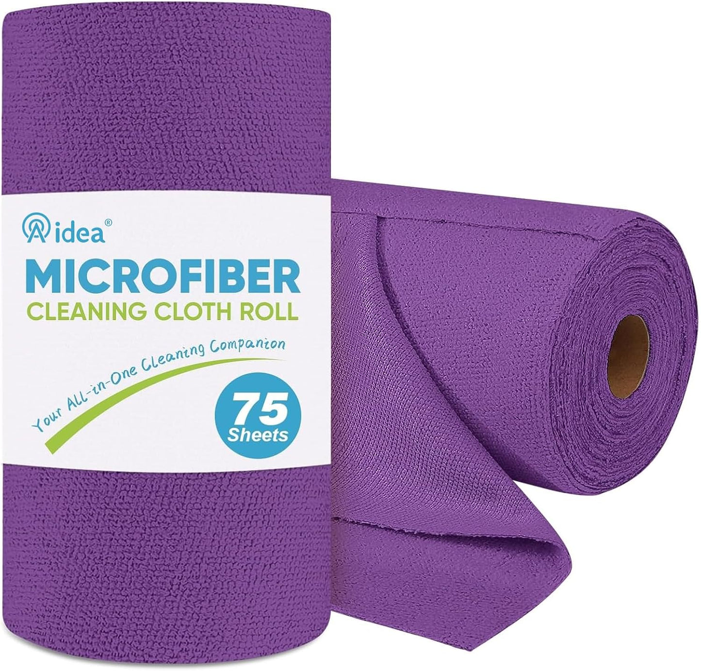 AIDEA Microfiber Cleaning Cloth Roll, 75PK, Reusable Paper Towels Tear Away Cloth, Microfiber Towels