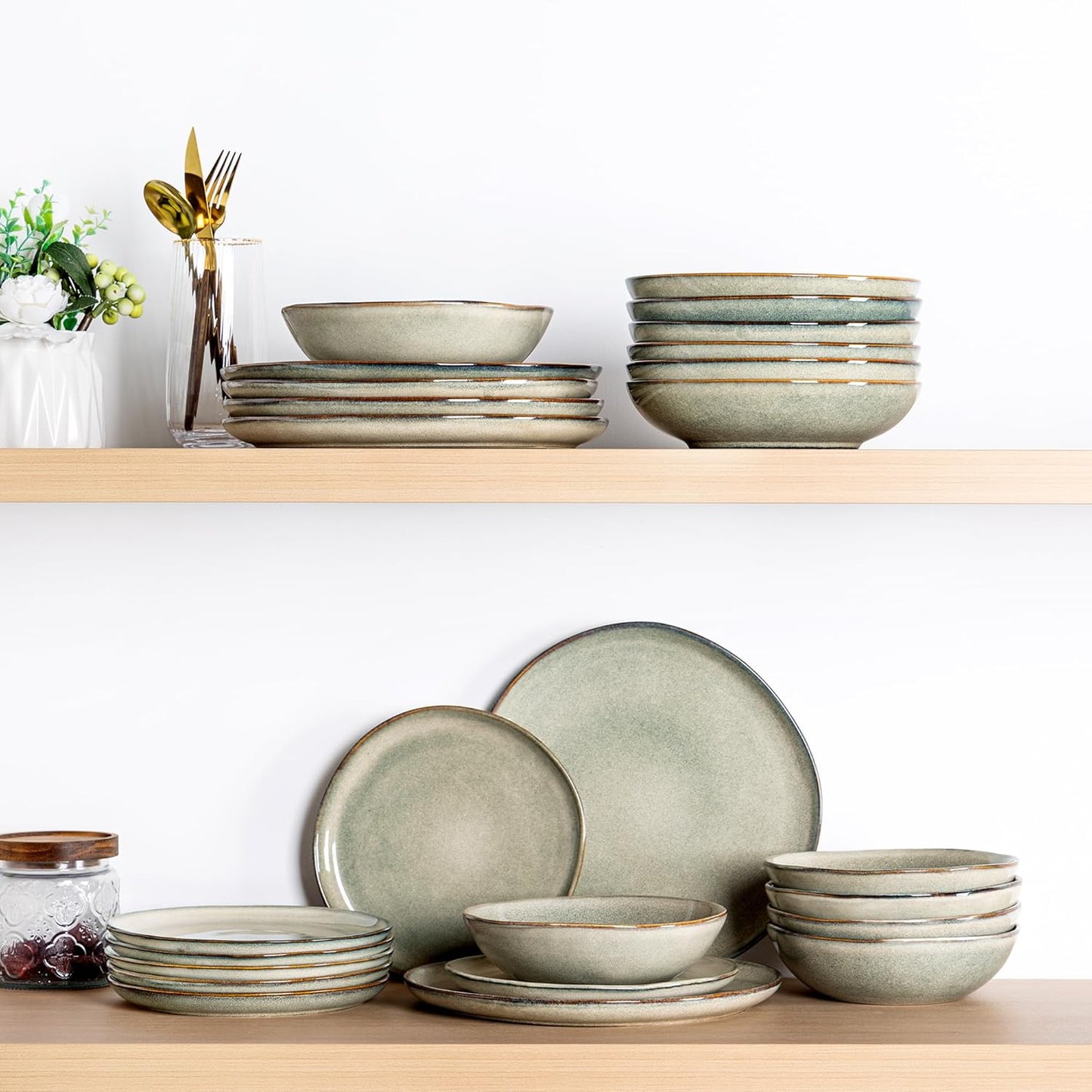 AmorArc Ceramic Dinner Plates Set of 6, 10.5 Inch Stoneware Plates Set
