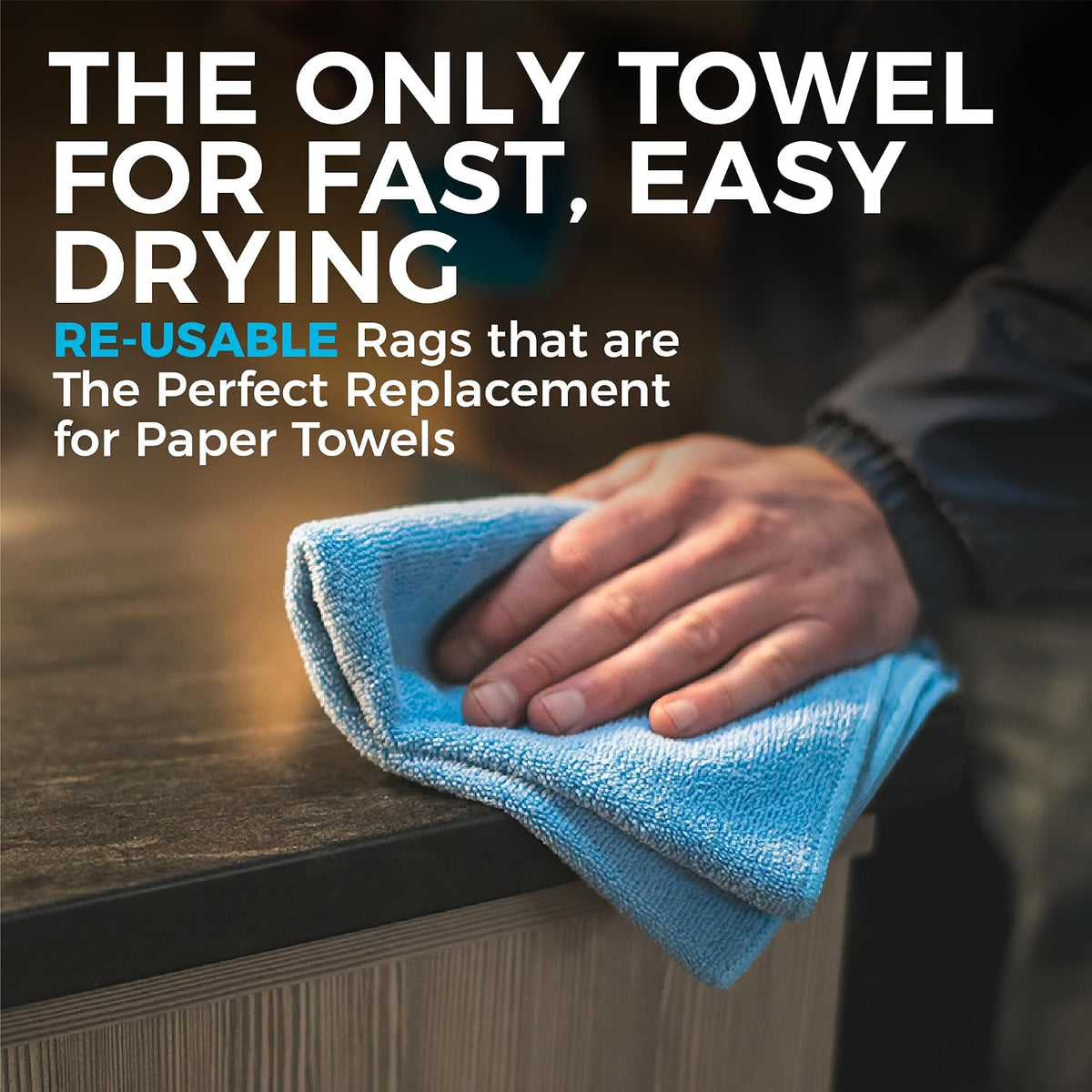 The Rag Company - All-Purpose Microfiber Terry Cleaning Towels - Commercial Grade, Highly Absorbent, Lint-Free, Streak-Free, Kitchens, Bathrooms, Offices, 300gsm, 14in x 14in, Green (12-Pack)