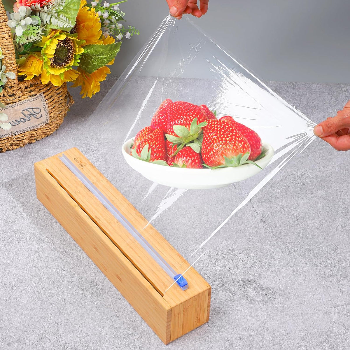 Plastic Wrap Dispenser with Cutter, Wrap Dispenser with Slide Cutter, for Aluminum Foil, Plastic Wrap and Wax Paper, Fits 12" Roll