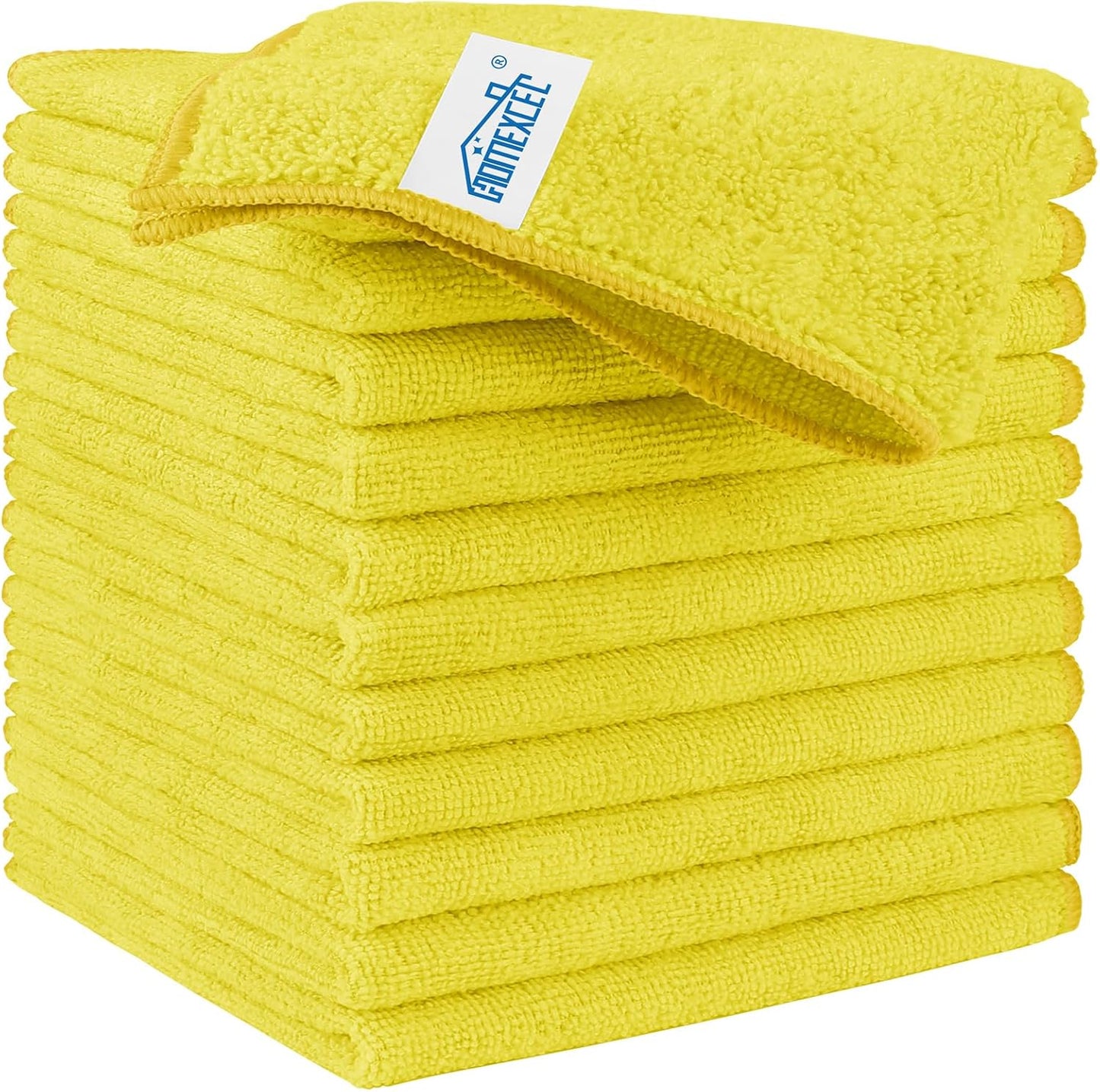 HOMEXCEL Yellow Microfiber Cleaning Cloth, 12 Pack Premium Microfiber Towels for Cars, Lint Free, Hi