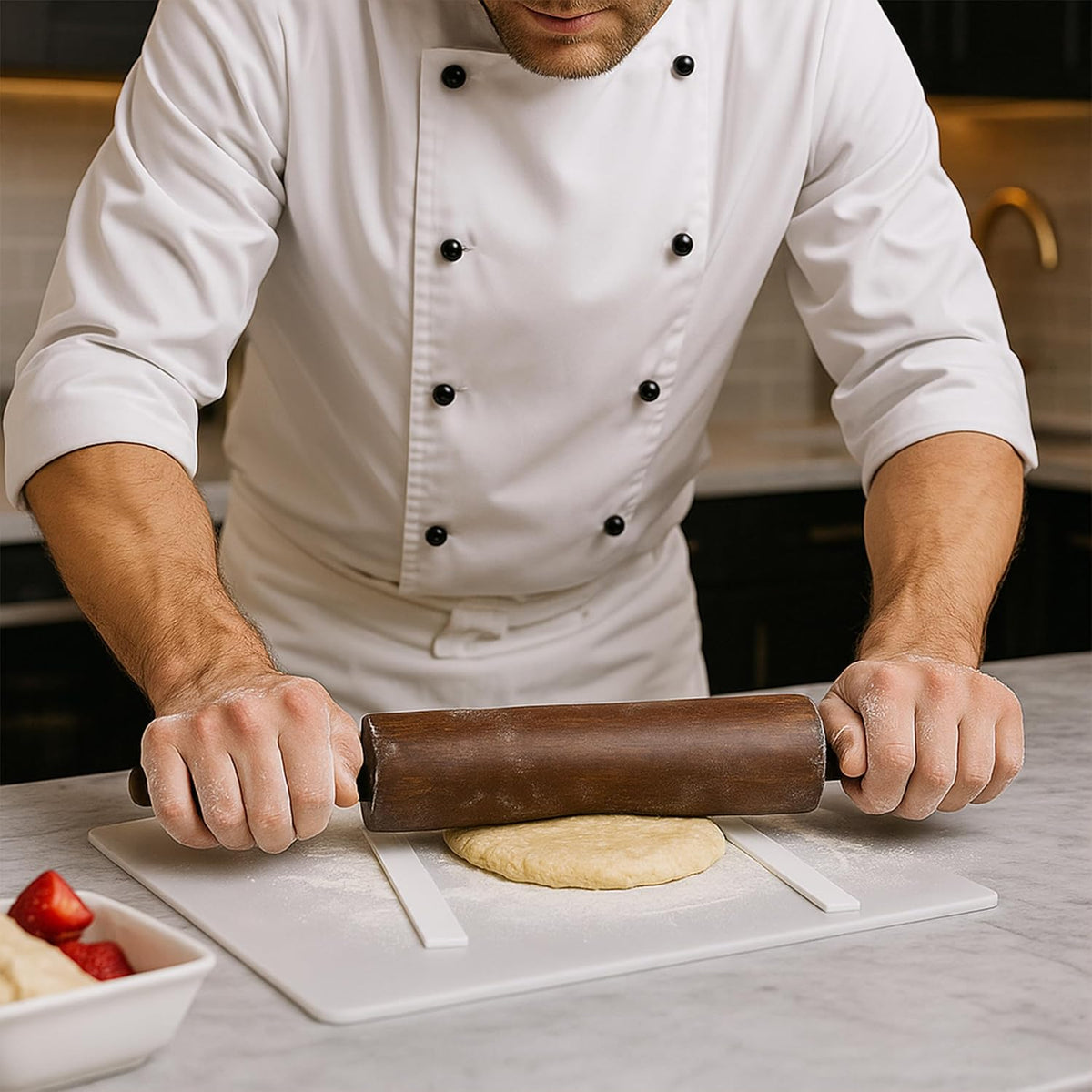 Set of 6 Rolling Pin Guides for Dough Thickness, 100% Silicone Pastry Ruler Baking Strip, Cookie Sticks, Guide Leveler, Measuring Size with Food Grade Precision, for Pastry Perfection, Length 19 Inch