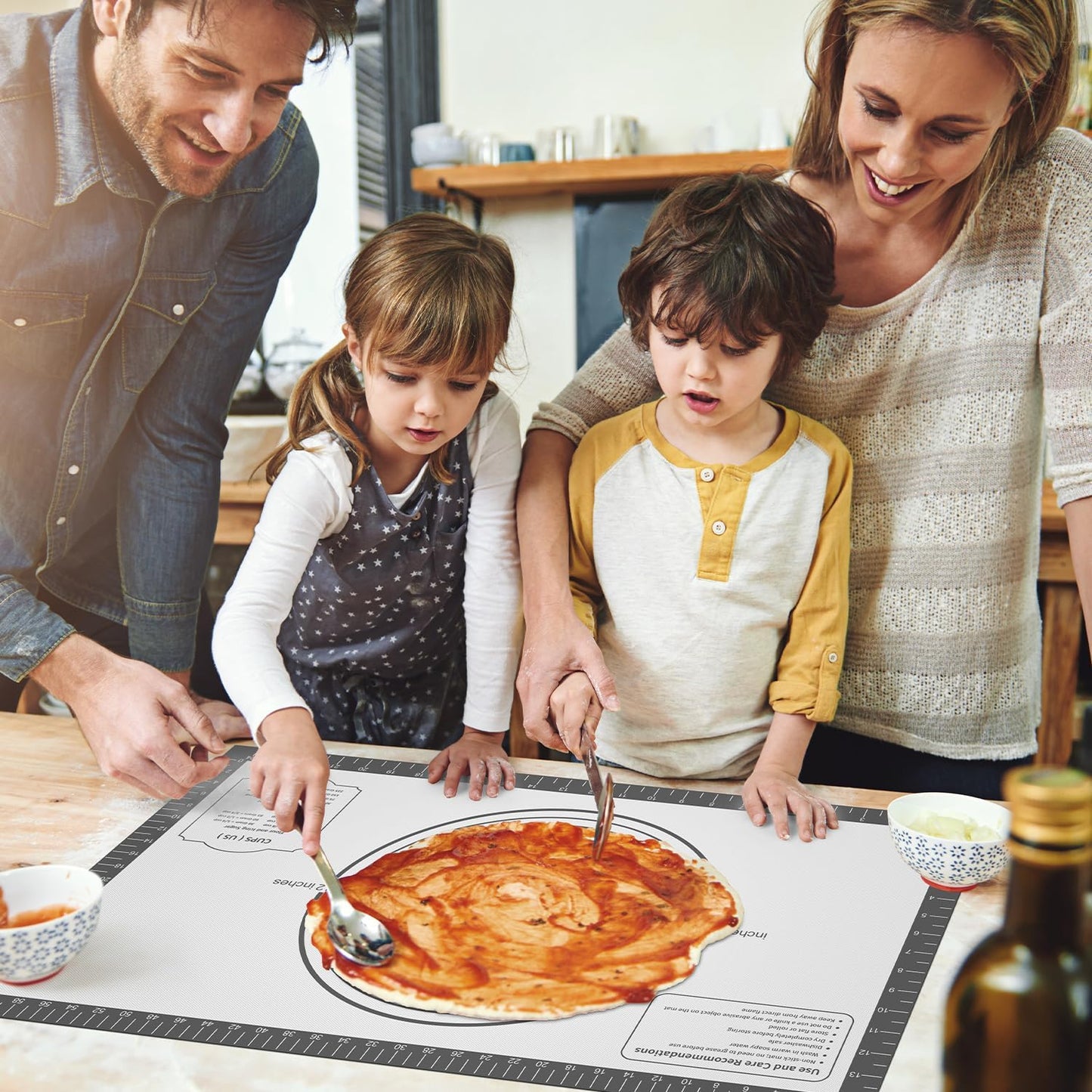 Silicone Pastry Mat for Dough Rolling,SIlicone Mat for Baking PIzza,Macaron, Pie Crust Pizza and Cookies Large Silicone Fondant Mat,Macaron Silicone Baking Mat