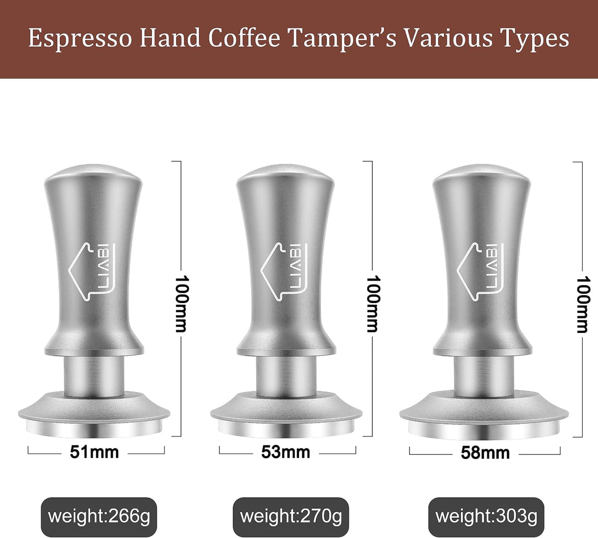 Espresso Coffee Tamper 58mm, Premium Barista Coffee Tamper Tool with Stainless Steel Flat Base Tamper 2Springs Loaded Tamper for Espresso Machine Rancilio, Gaggia Bottomless Portafilter (Silver)