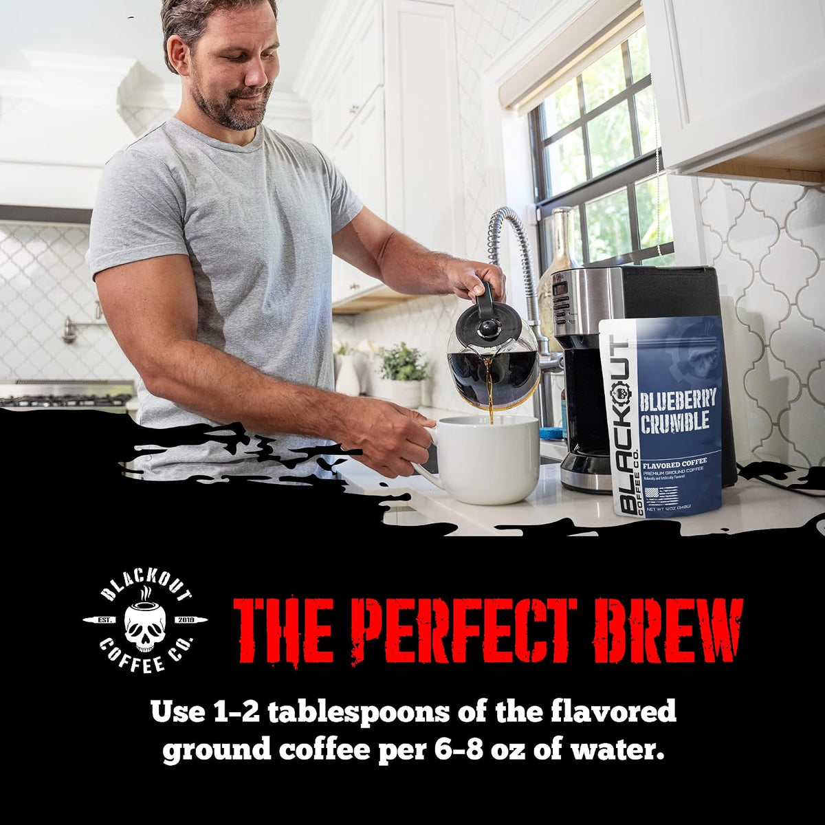Blackout Coffee Ground Coffee – Freshly Roasted 12oz Bag. (Blueberry, Medium Roast)