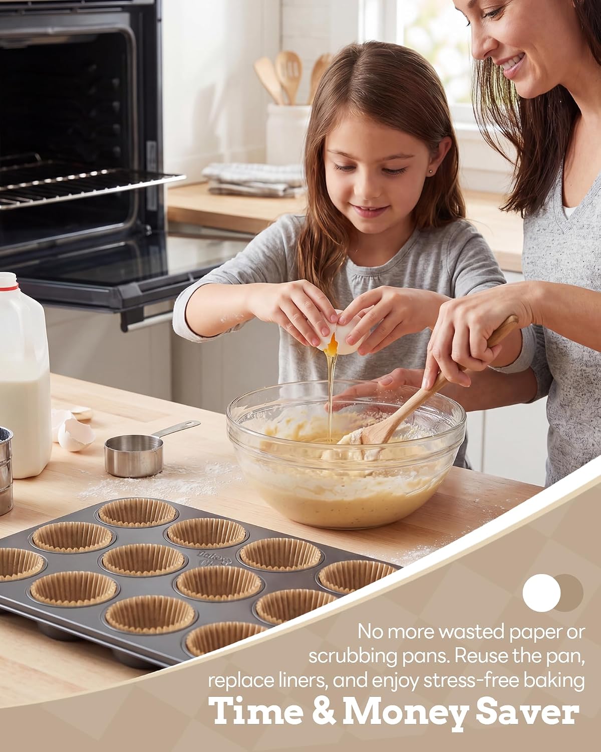 Bake Choice 2 Muffin Pan for Baking, Standard Cupcake Pan with 100 Liners