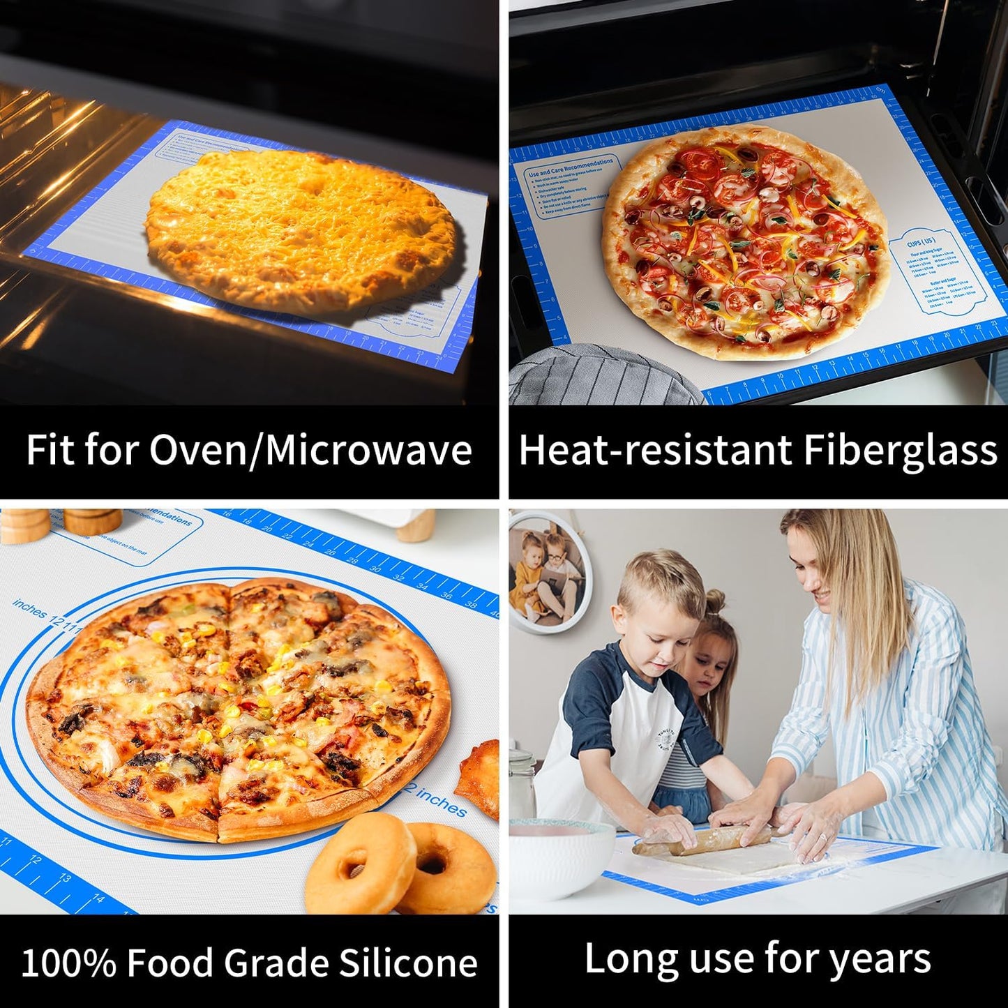 Non Stick Silicone Pastry Mat, Macaron Silicone Baking Mat for Making Pizza Cookie Bread,Pie Crust Oven Liner, Mat Non-Slip Fondant Mat Extra Large 32" x 24"