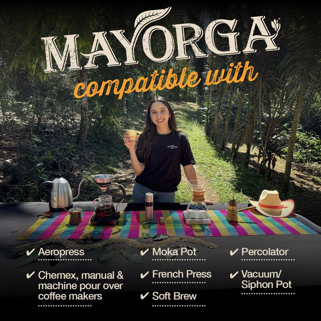 Mayorga Organic Coffee 5lb Buenos Dias - Light Roast Whole Bean Coffee Specialty Grade, 100% Arabica, Slow Roasted, Citrusy