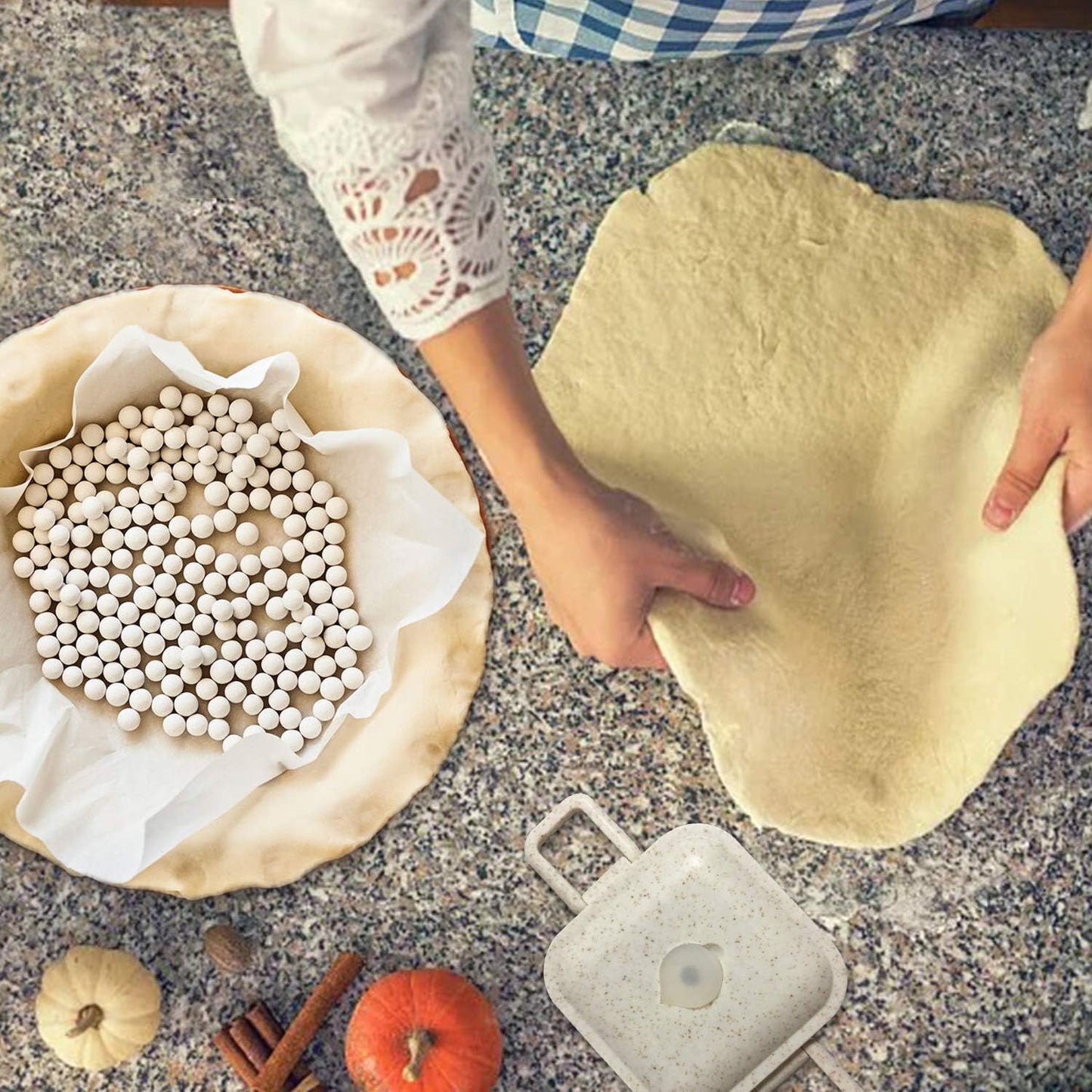 Baking Ceramic Pie Weights, Natural Stoneware For Blind Baking Pie Crusts | 1.5 lb 10mm Ceramic Pie Weights, Heat Resistant to 480°F, Reusable Pie Weights for Homemade & Store-Bought Pie Crusts