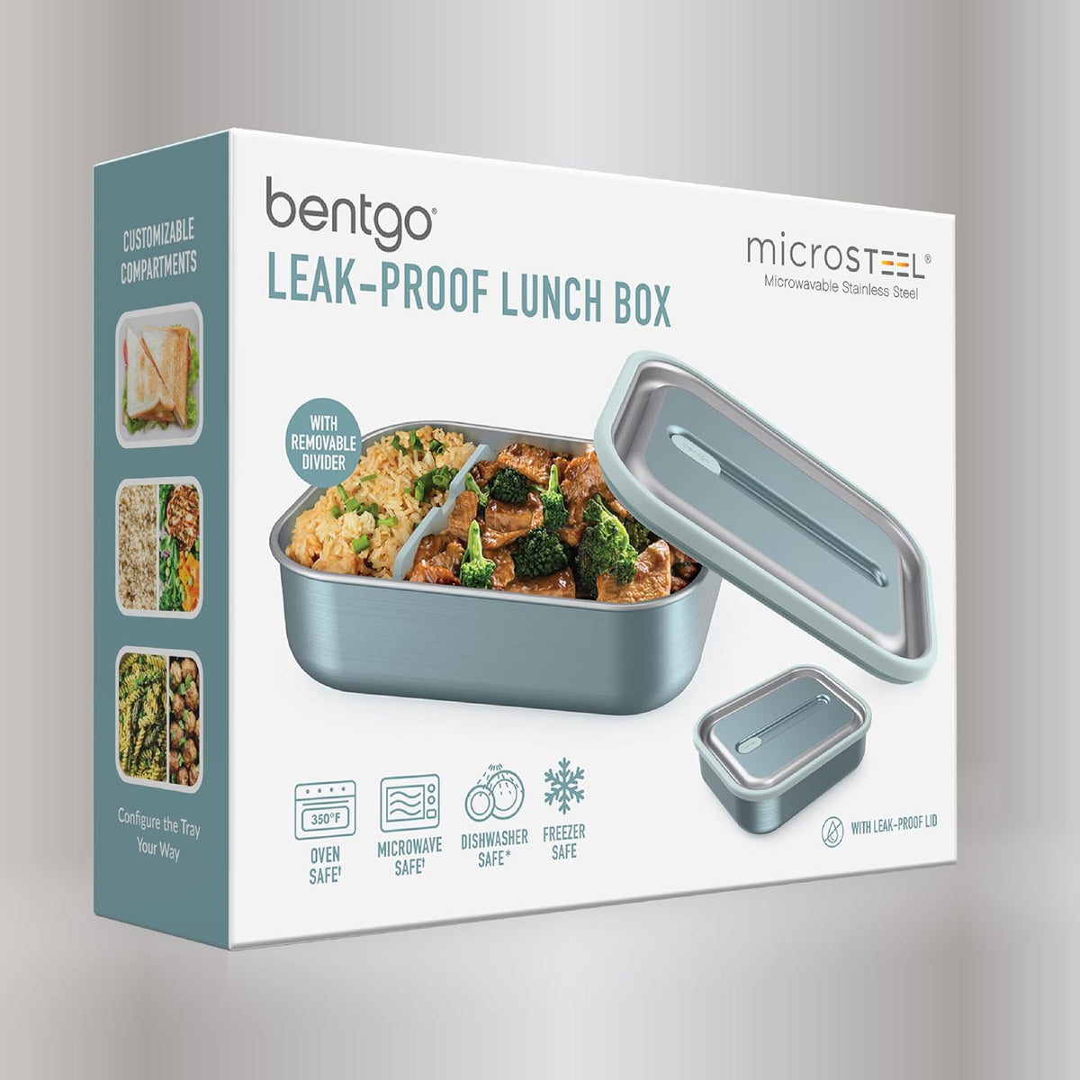 Bentgo MicroSteel Leak-Proof Bento Lunch Box, Microwave & Oven-Safe