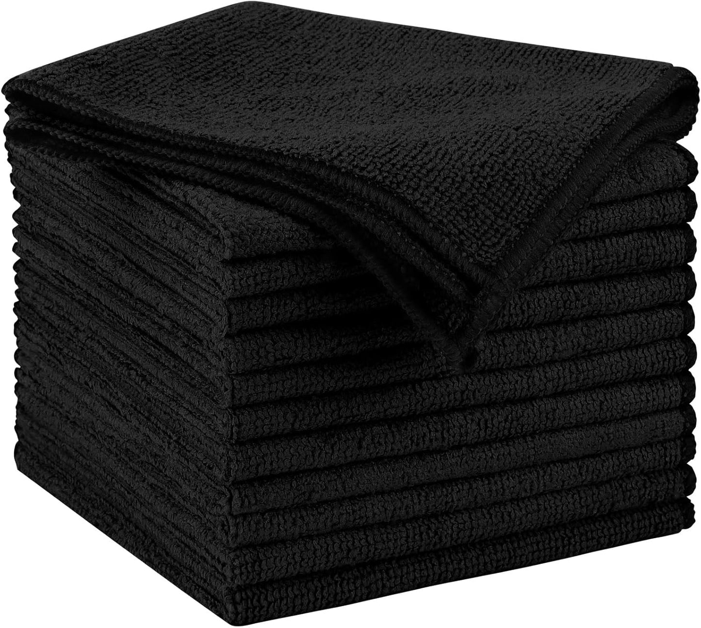 AIDEA Microfiber Cleaning Cloth Black 12PK, Microfiber Towels for Cars, Premium Car Cloths, Dusting