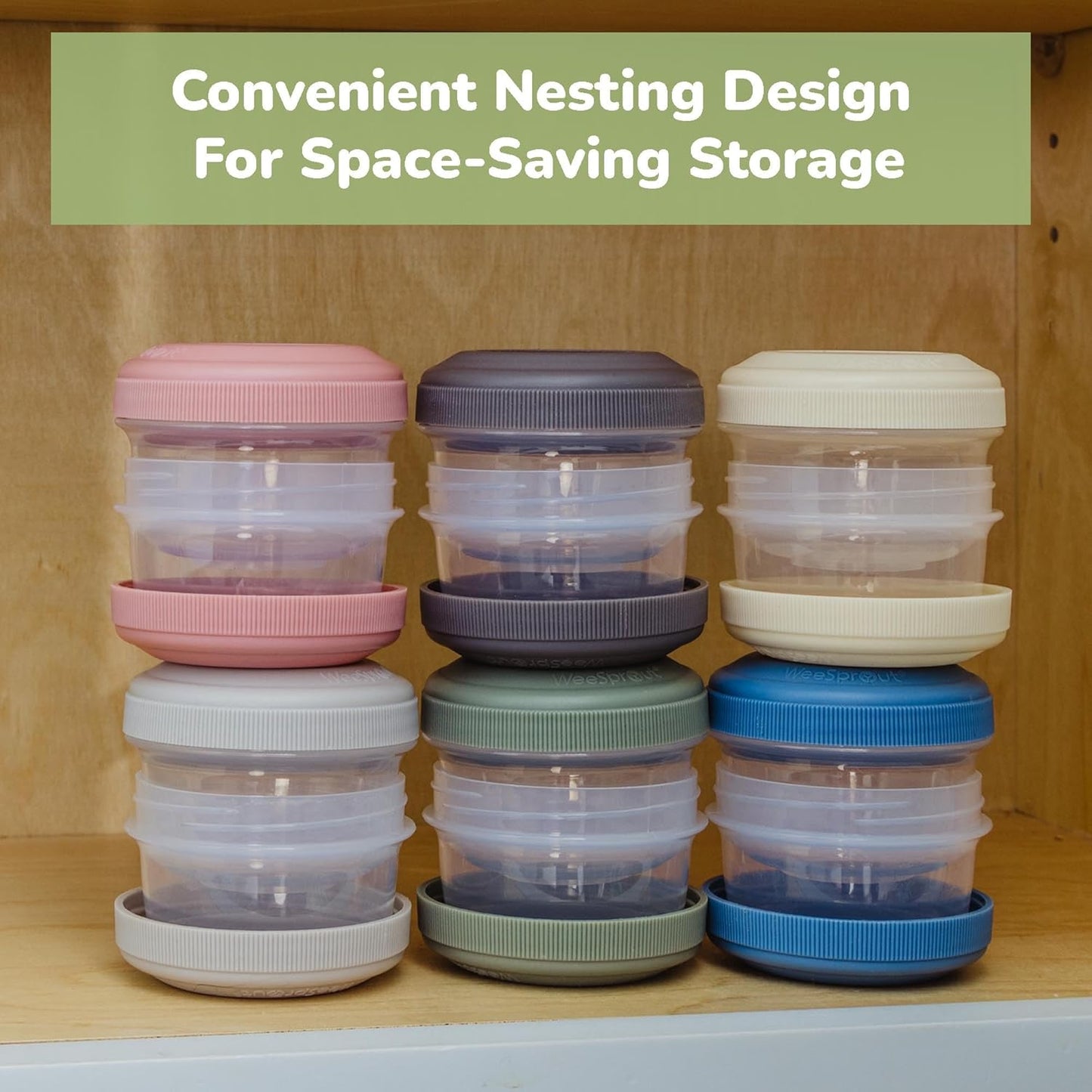 WeeSprout Baby Food Containers - Small 4 oz Containers with Lids, Leakproof & Airtight, Freezer Safe, Dishwasher Safe, Thick Food Grade Plastic, Set of 12 Baby Food Storage Containers + Color Options